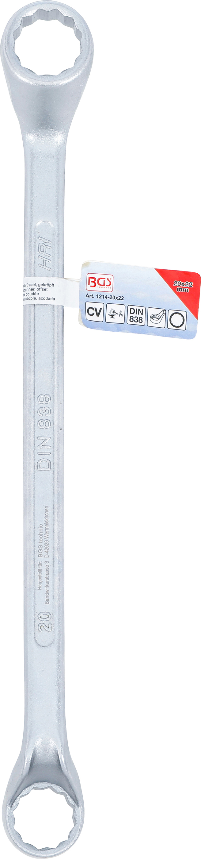 BGS Doppel-Ringschlüssel, gekröpft | SW 20 x 22 mm