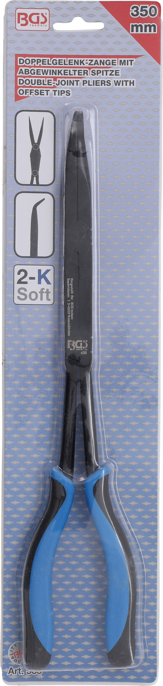 BGS Doppelgelenk-Zange | abgewinkelte Spitze | 350 mm