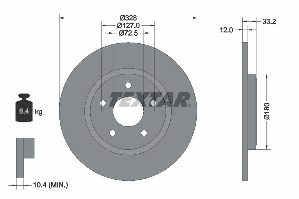 Bremsscheibe “TEXTAR voll , 328 mm, 12 mm”