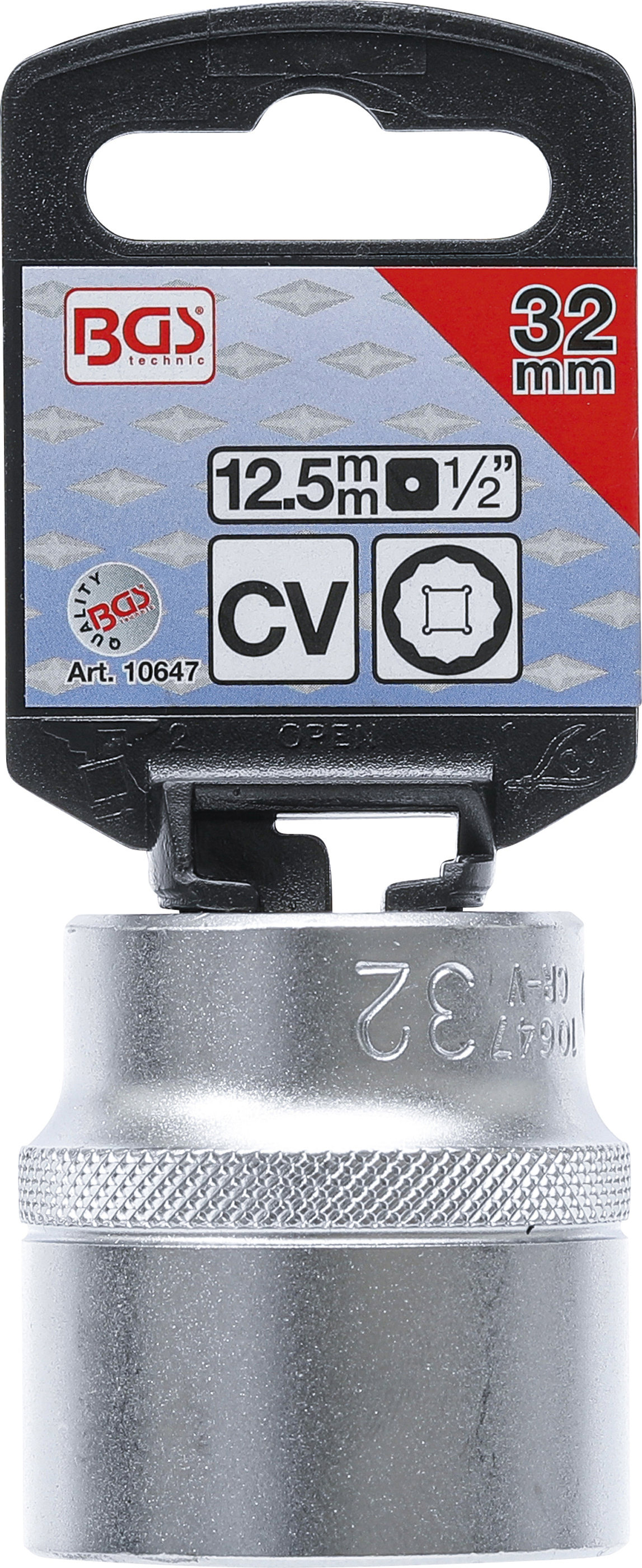 BGS Steckschlüssel-Einsatz Zwölfkant | Antrieb Innenvierkant 12,5 mm (1/2") | SW 32 mm