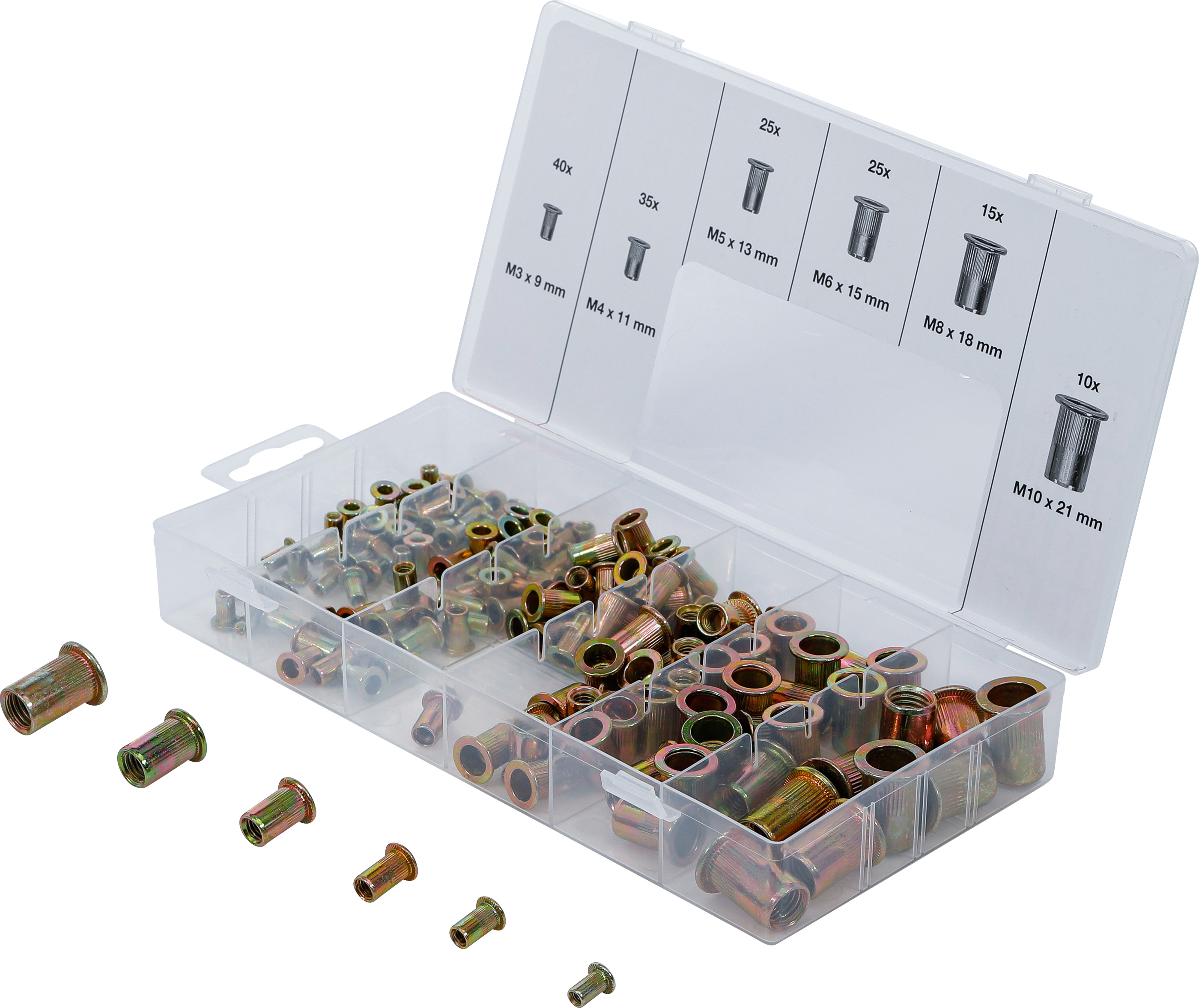 BGS Nietmuttern-Sortiment | verzinkter Stahl | 150-tlg.