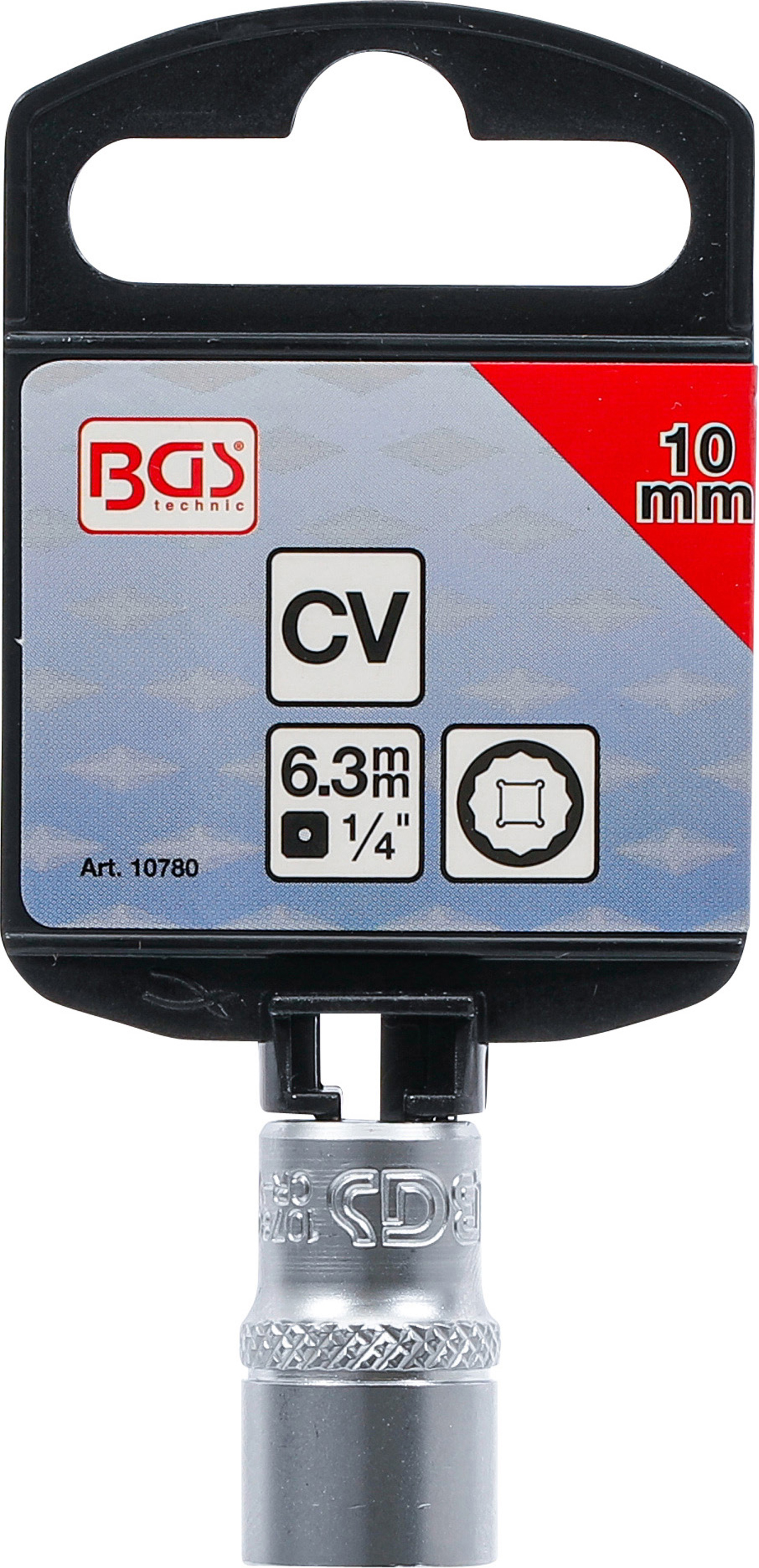 BGS Steckschlüssel-Einsatz Zwölfkant | Antrieb Innenvierkant 6,3 mm (1/4") | SW 10 mm