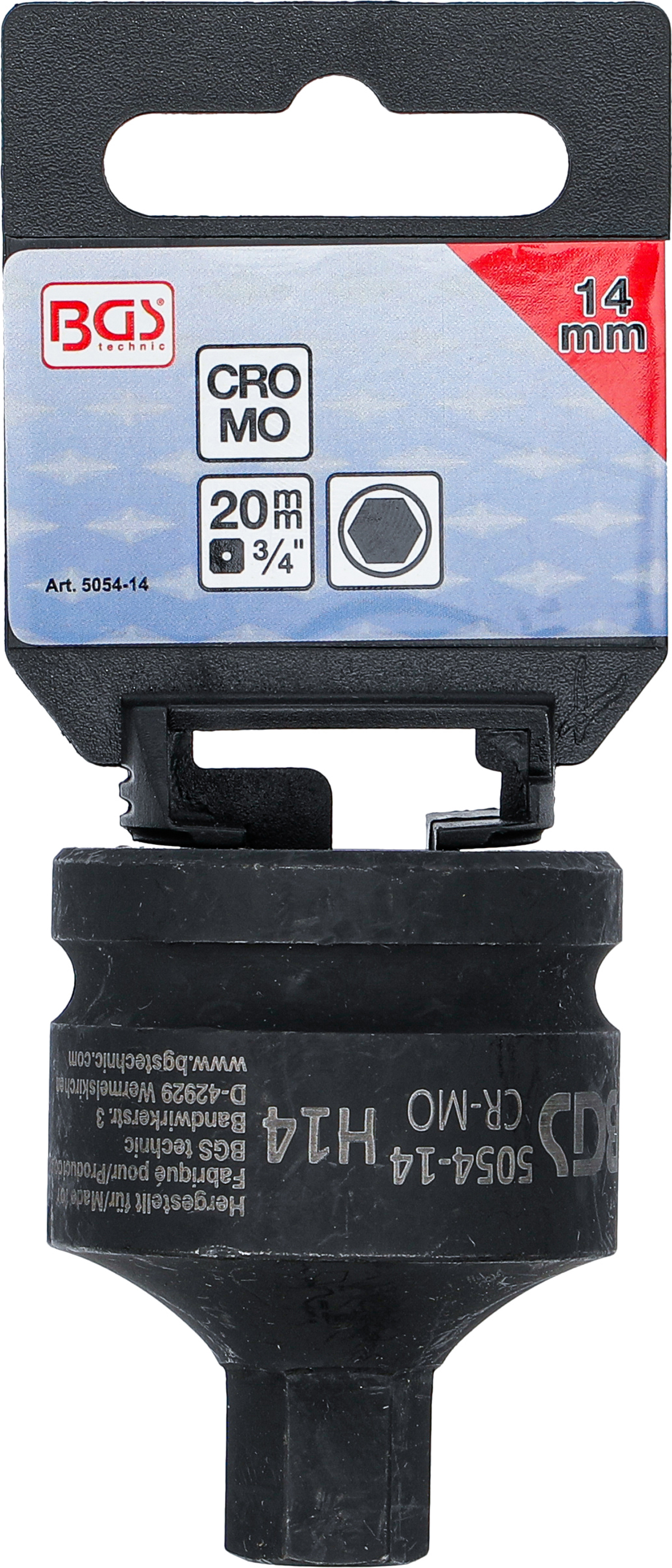 BGS Kraft-Bit-Einsatz | Länge 55 mm | Antrieb Innenvierkant 20 mm (3/4") | Innensechskant 14 mm