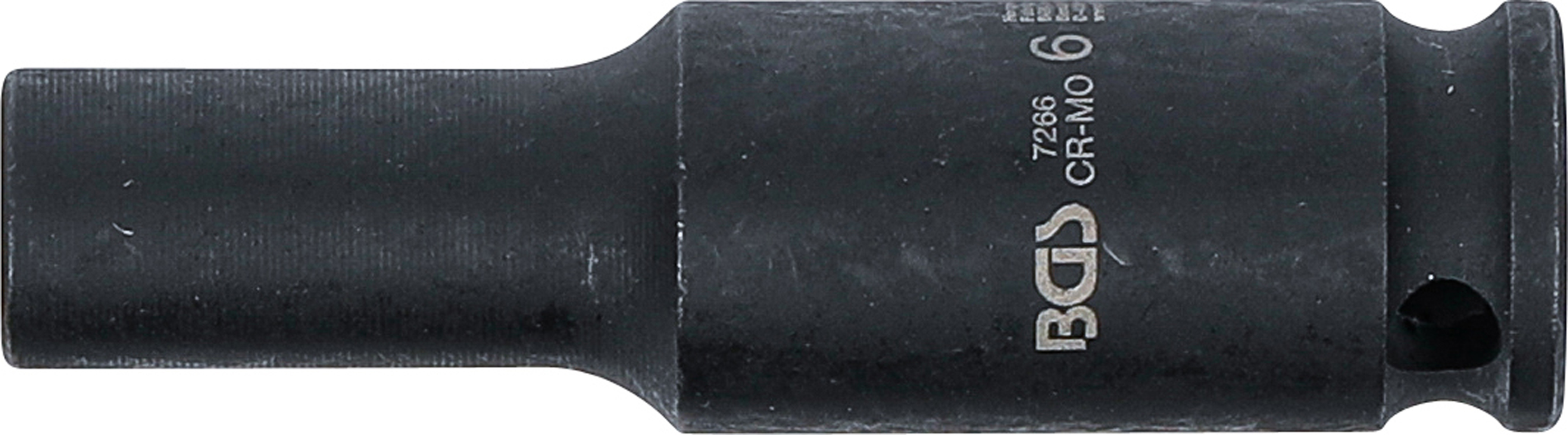 BGS Kraft-Steckschlüssel-Einsatz Sechskant, tief | Antrieb Innenvierkant 6,3 mm (1/4") | SW 6 mm