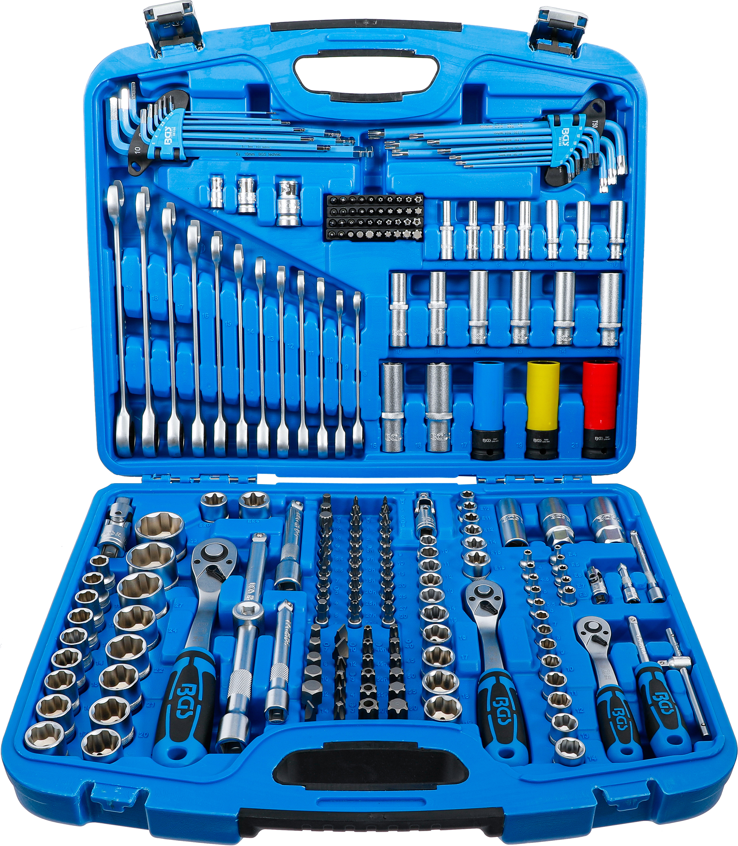 BGS Steckschlüssel-Satz Wellenprofil | Antrieb 6,3 mm (1/4") / 10 mm (3/8") / 12,5 mm (1/2") | 218-tlg.