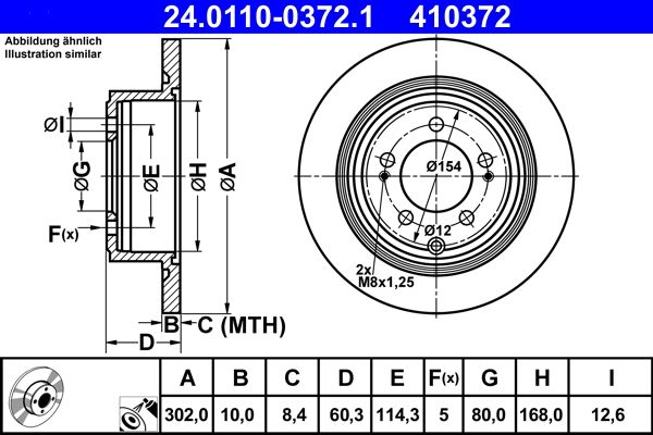 Bremsscheibe 24.0110-0372.1 “ATE 302 mm, 10 mm, 8,4 mm”