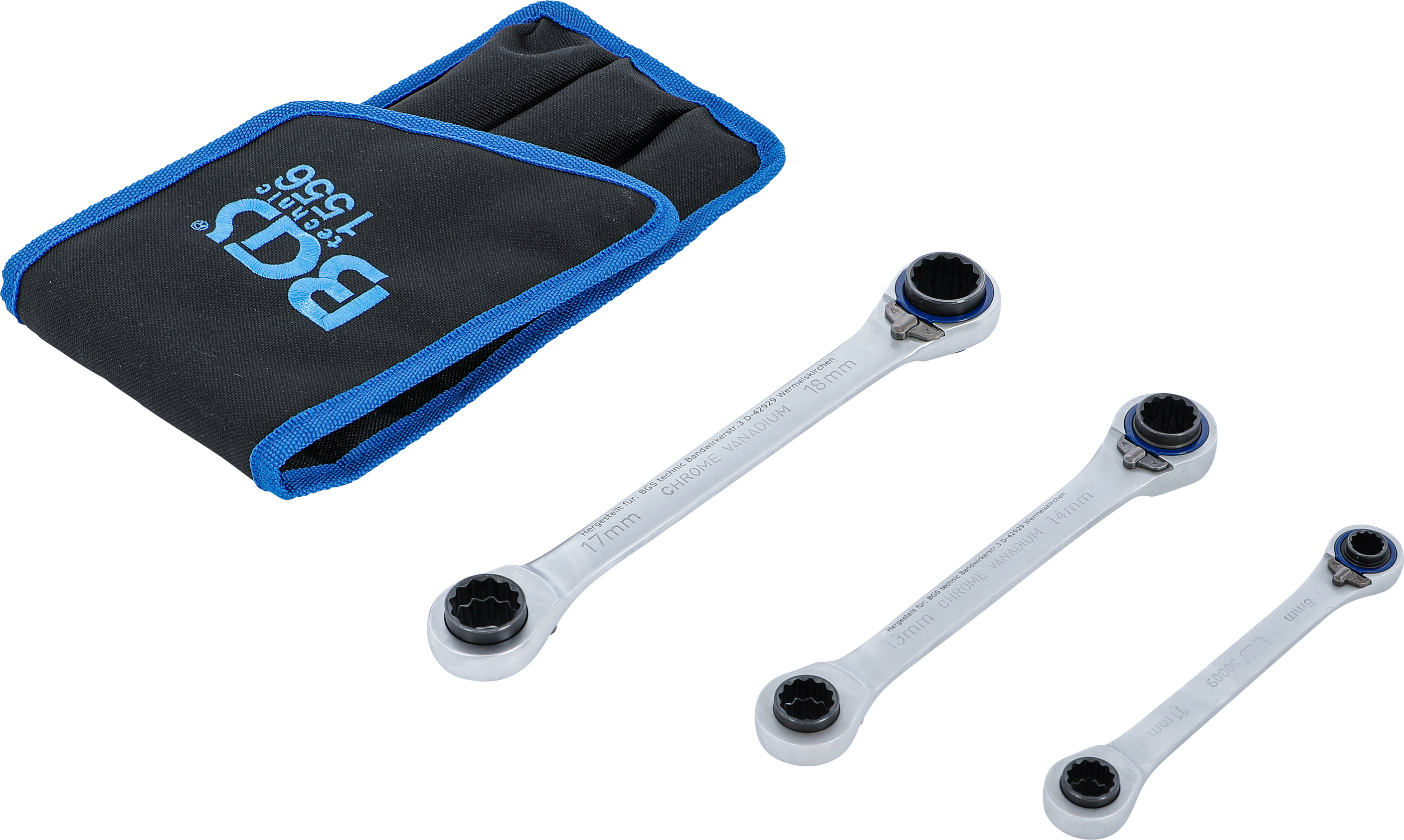 BGS Ratschen-Ringschlüssel-Satz | umschaltbar | "4-in-1" | 3-tlg.