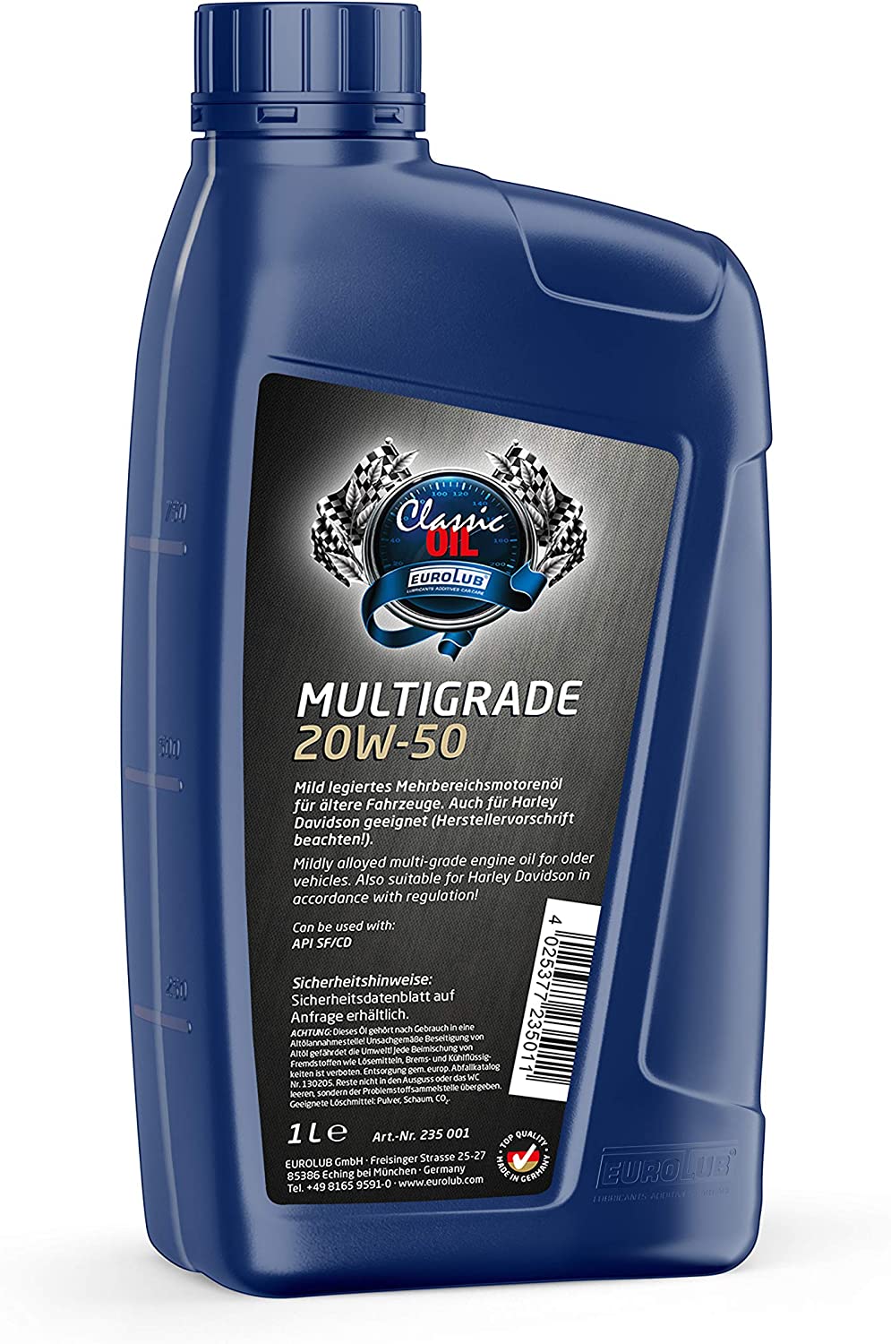 20W-50 Eurolub Classic Multigrade Motoröl 1 Liter