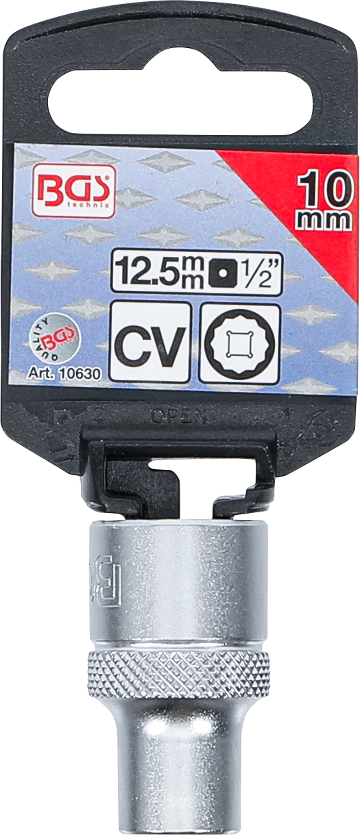 BGS Steckschlüssel-Einsatz Zwölfkant | Antrieb Innenvierkant 12,5 mm (1/2") | SW 10 mm