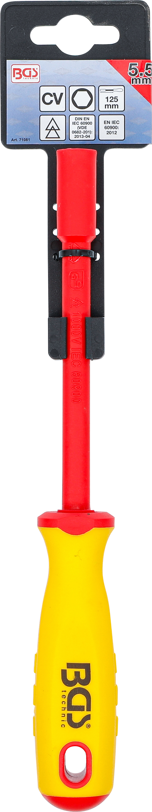 BGS VDE-Steckschlüssel-Schraubendreher | Sechskant | SW 5,5 mm | Klingenlänge 125 mm