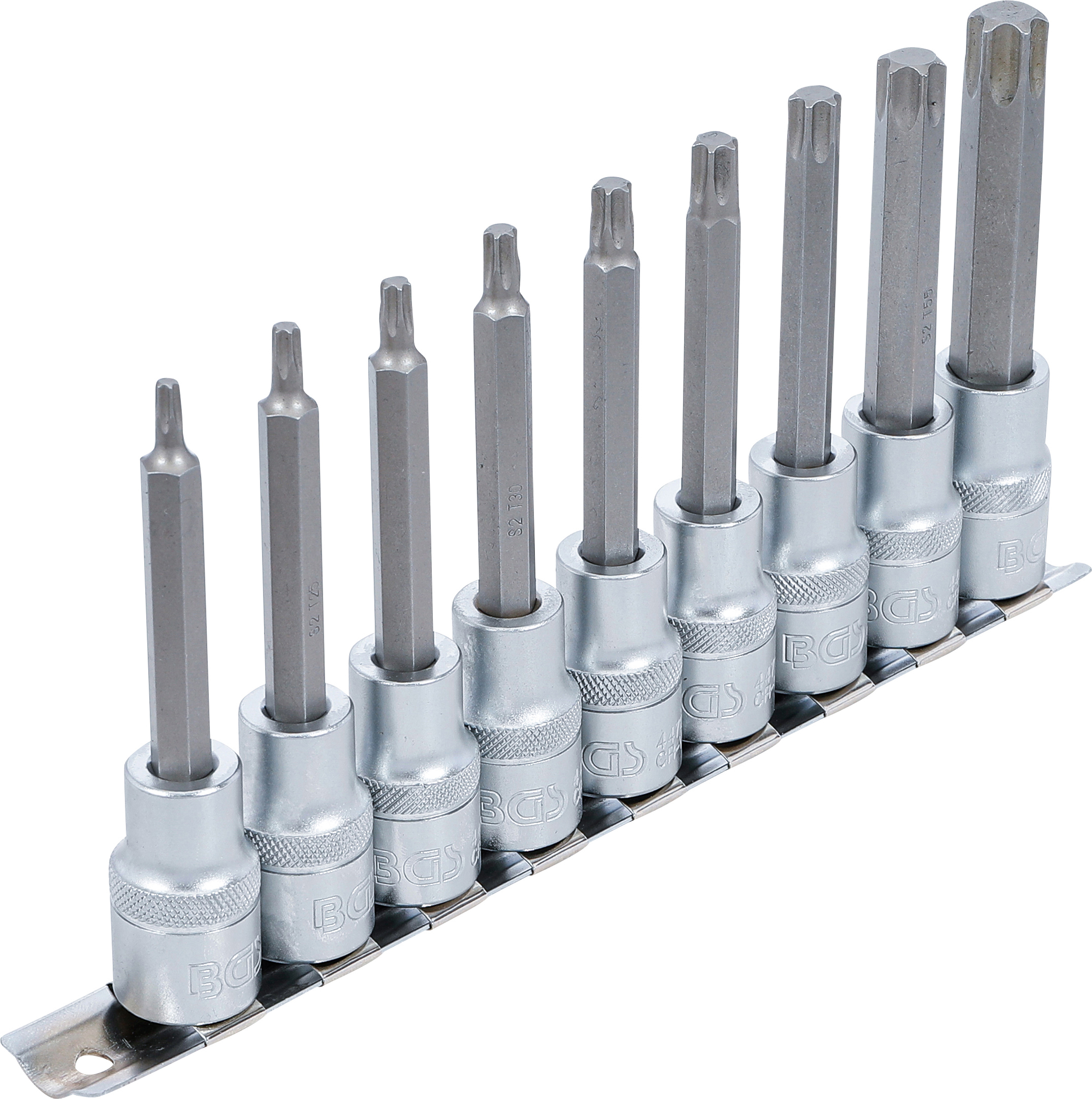 BGS Bit-Einsatz-Satz | Antrieb Innenvierkant 12,5 mm (1/2") | T-Profil (für Torx) | 9-tlg.