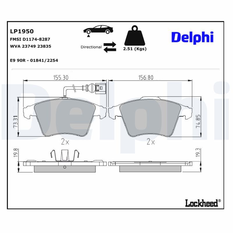 Bremsbelagsatz, Scheibenbremse