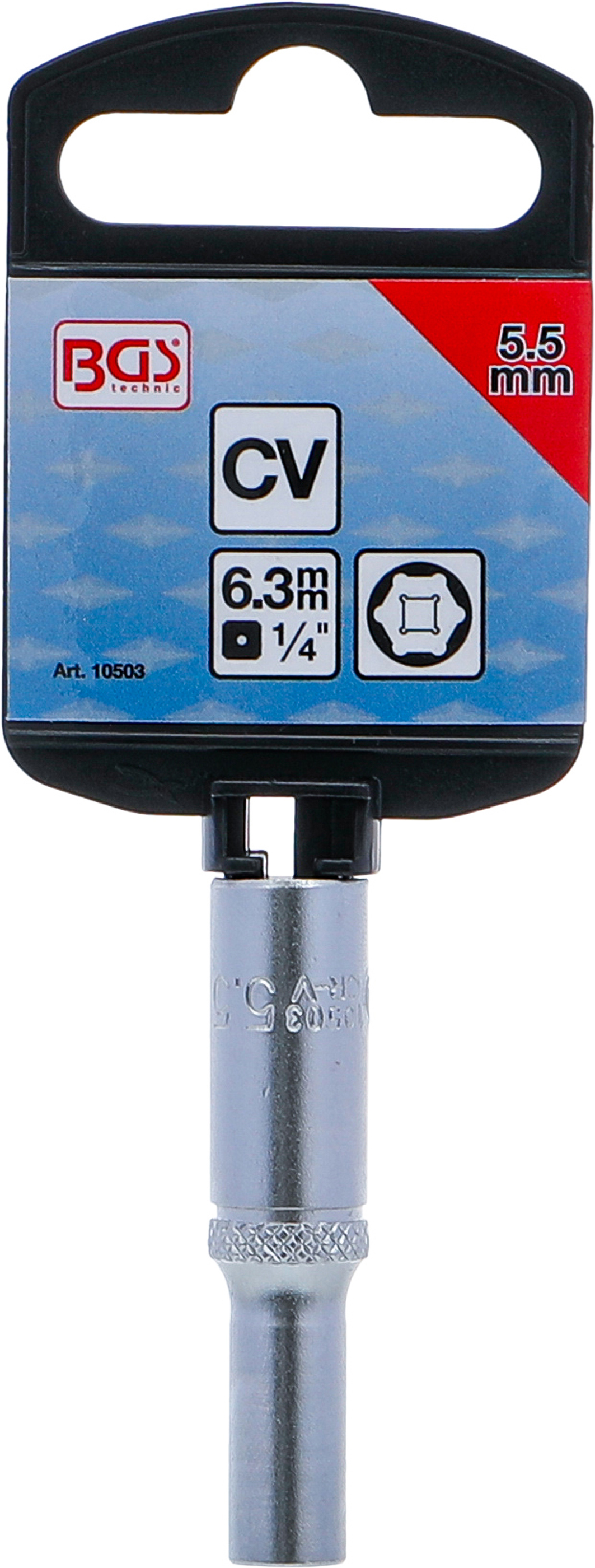 BGS Steckschlüssel-Einsatz Sechskant, tief | Antrieb Innenvierkant 6,3 mm (1/4") | SW 5,5 mm