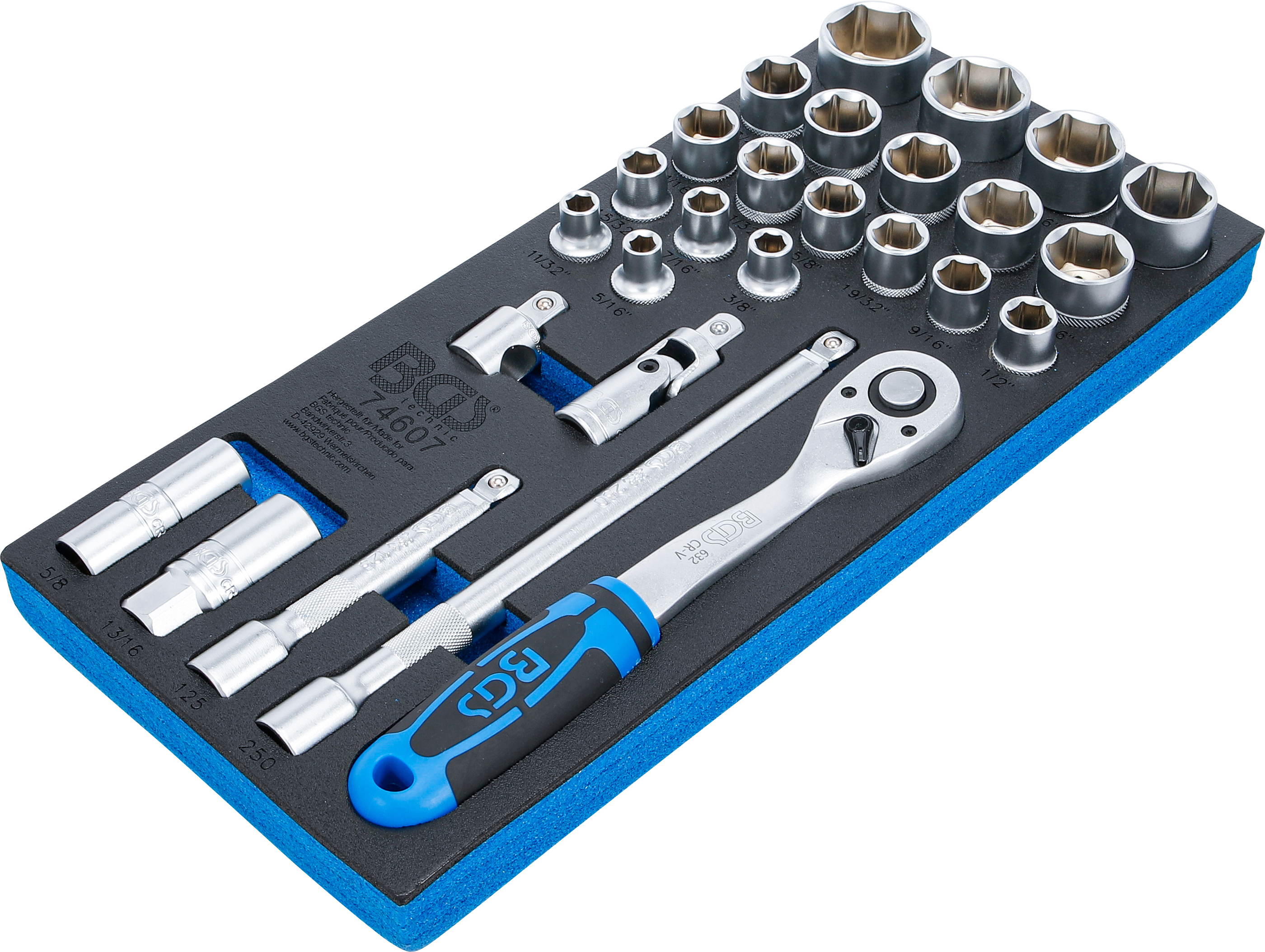 BGS Werkstattwageneinlage 1/3: Steckschlüssel-Satz | Zollgrößen | 12,5 mm (1/2") | 27-tlg.