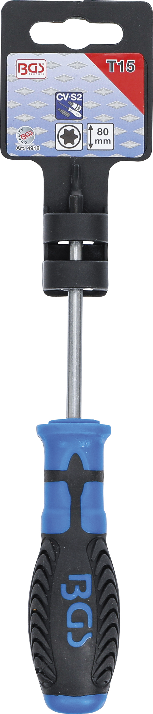 BGS Schraubendreher | T-Profil (für Torx) T15 | Klingenlänge 80 mm