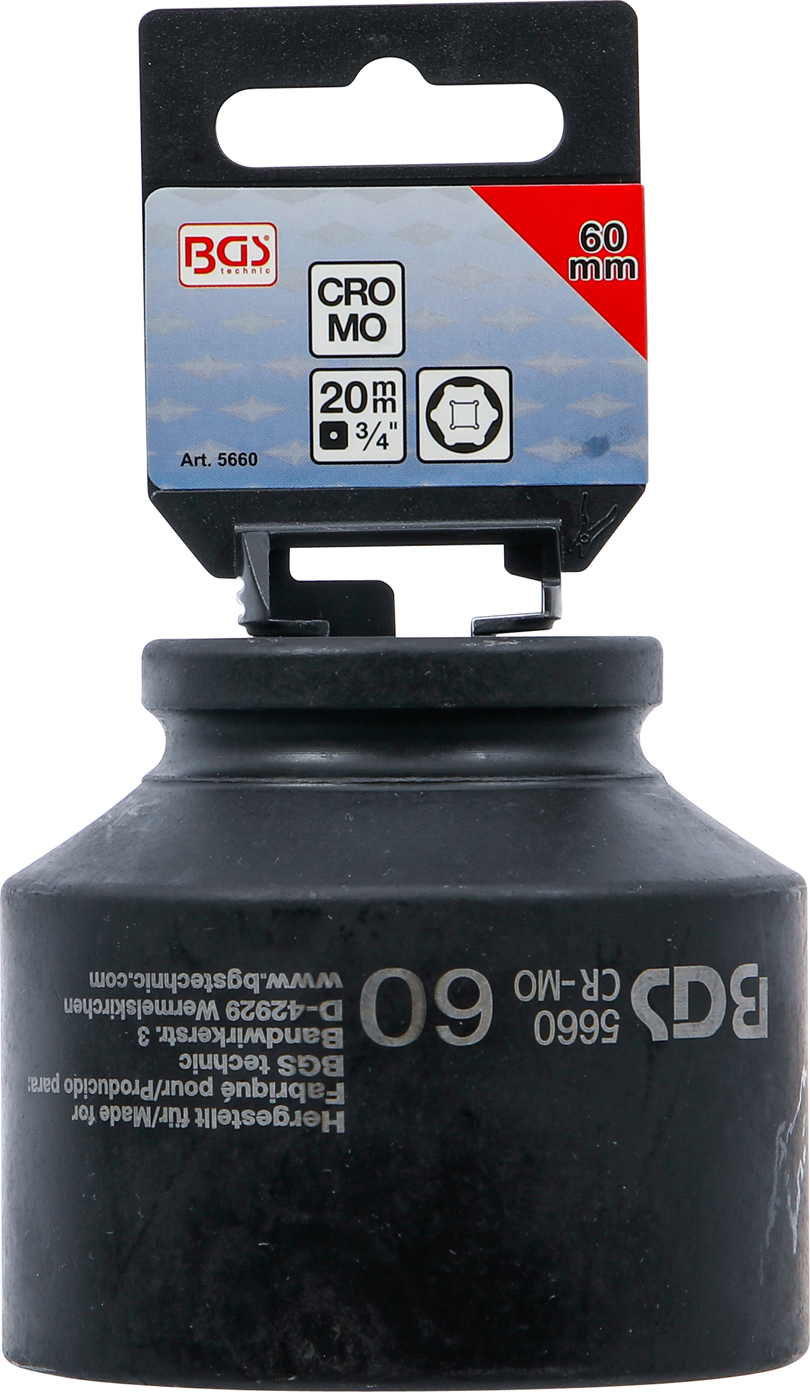 BGS Kraft-Steckschlüssel-Einsatz Sechskant | Antrieb Innenvierkant 20 mm (3/4") | SW 60 mm