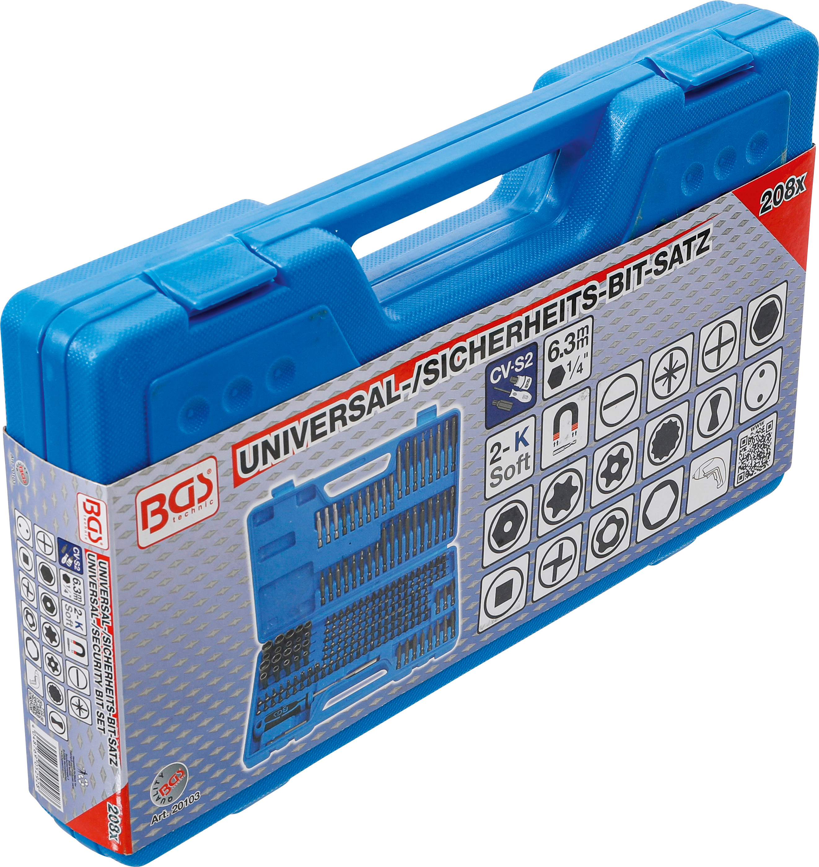 BGS Universal-/Sicherheits-Bit-Satz | Antrieb Außensechskant 6,3 mm (1/4") | 208-tlg.