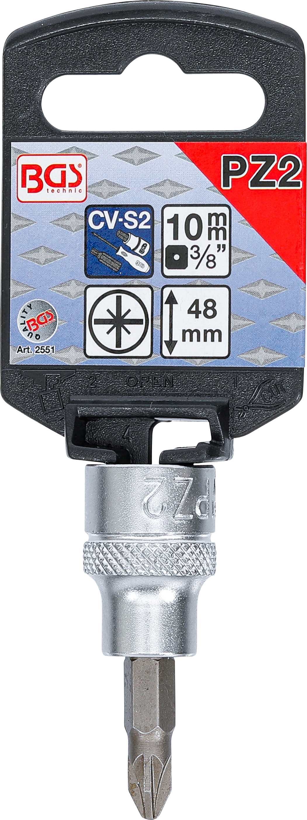 BGS Bit-Einsatz | Antrieb Innenvierkant 10 mm (3/8") | Kreuzschlitz PZ2