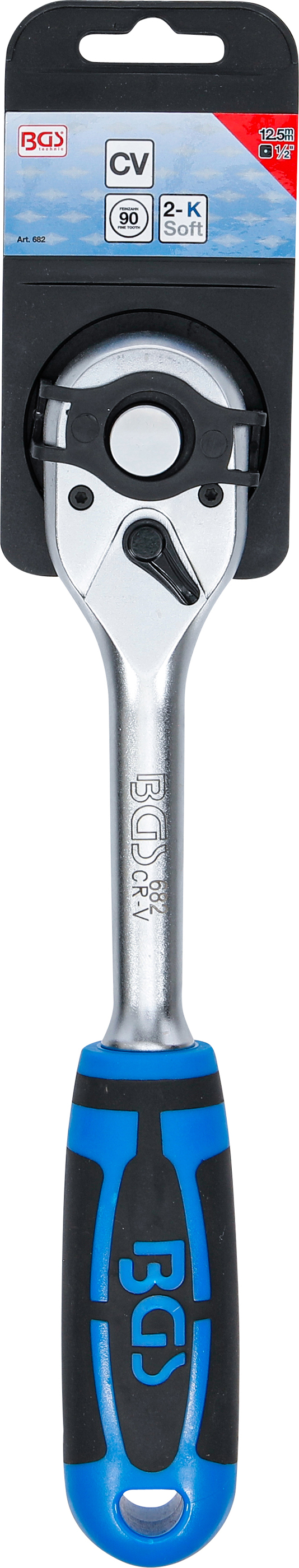 BGS Umschaltknarre | gerade Ausführung | feinverzahnt | Abtrieb Außenvierkant 12,5 mm (1/2")