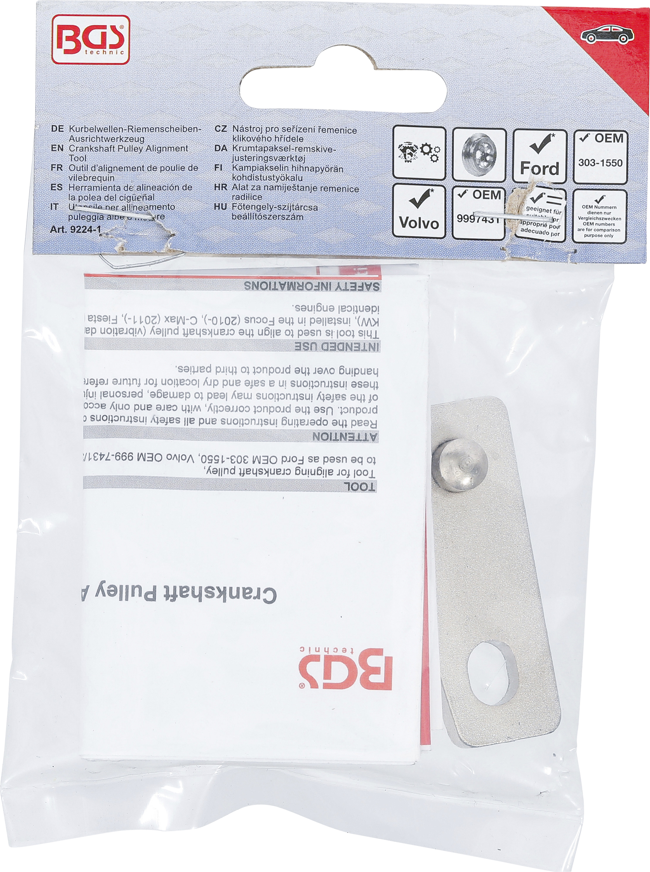 BGS Kurbelwellen-Riemenscheiben-Ausrichtwerkzeug | für Ford, Volvo 1.6L