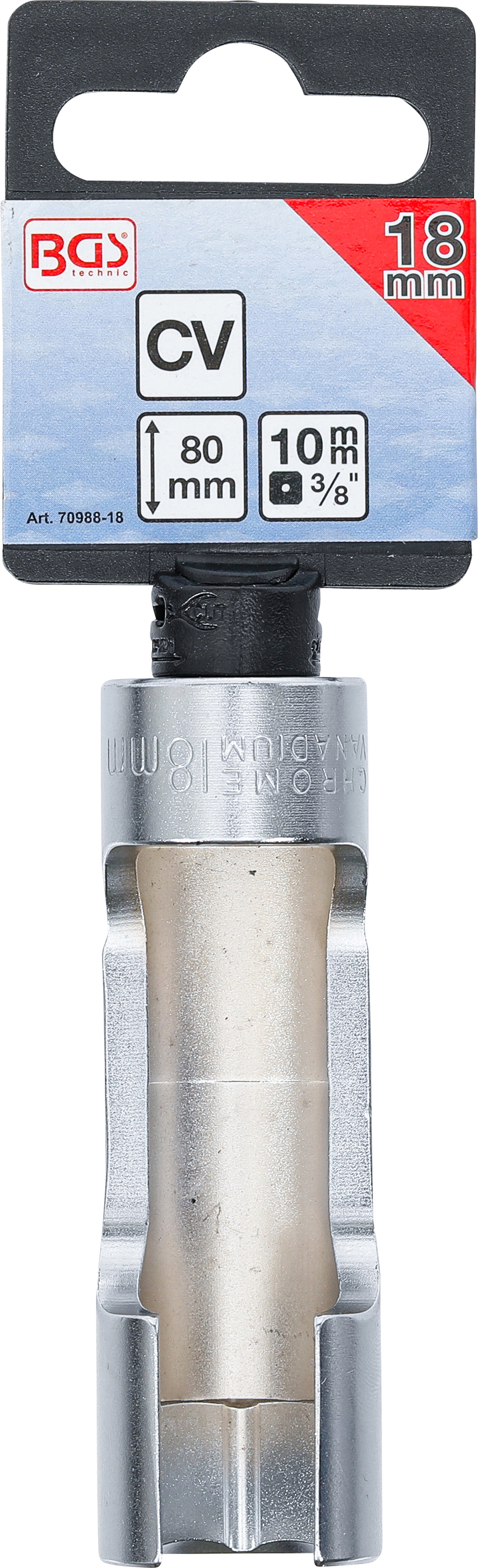 BGS Spezial-Steckschlüssel-Einsatz, geschlitzt | Antrieb Innenvierkant 10 mm (3/8") | SW 18 mm