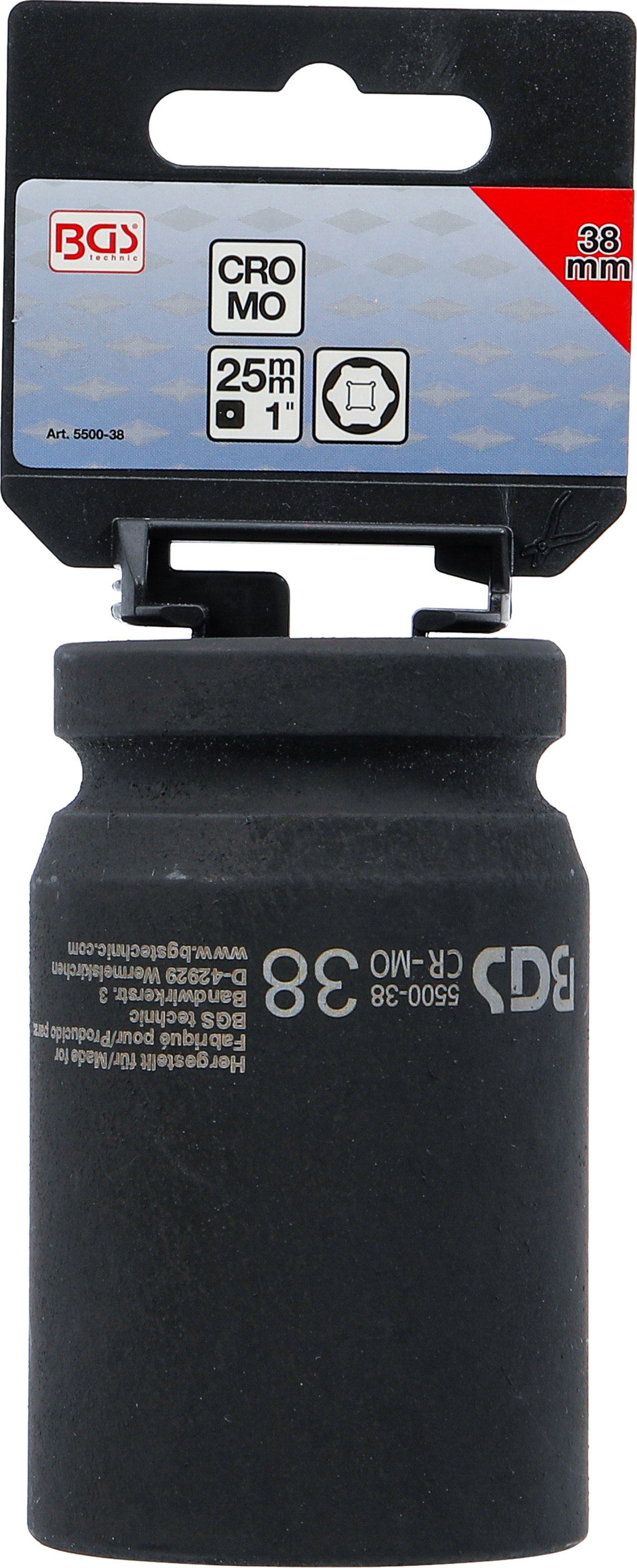 BGS Kraft-Steckschlüssel-Einsatz Sechskant, tief | Antrieb Innenvierkant 25 mm (1") | SW 38 mm