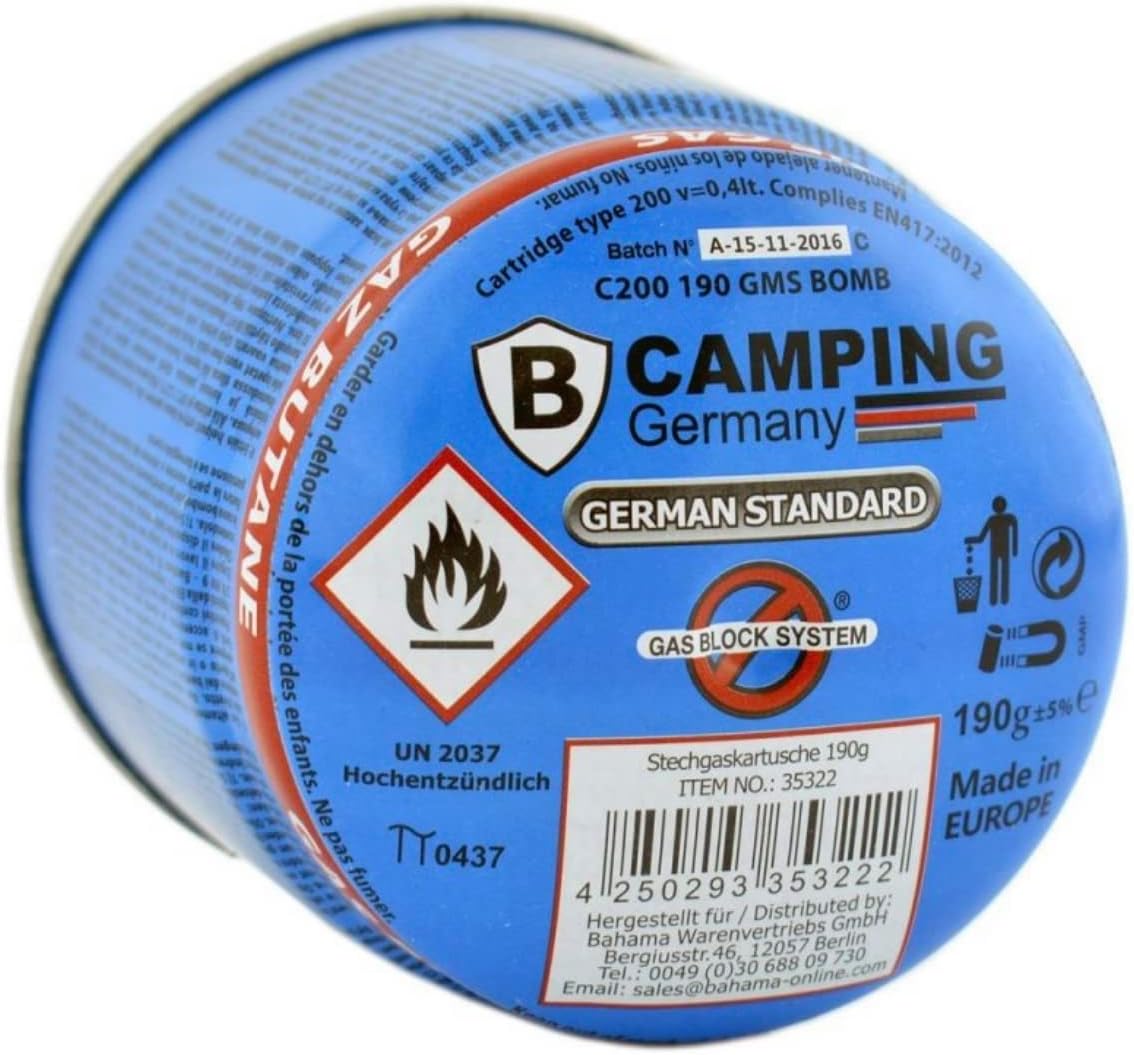 Camping Germany Gaskartusche 190 g Butan Propan Mix mit Gas Block System