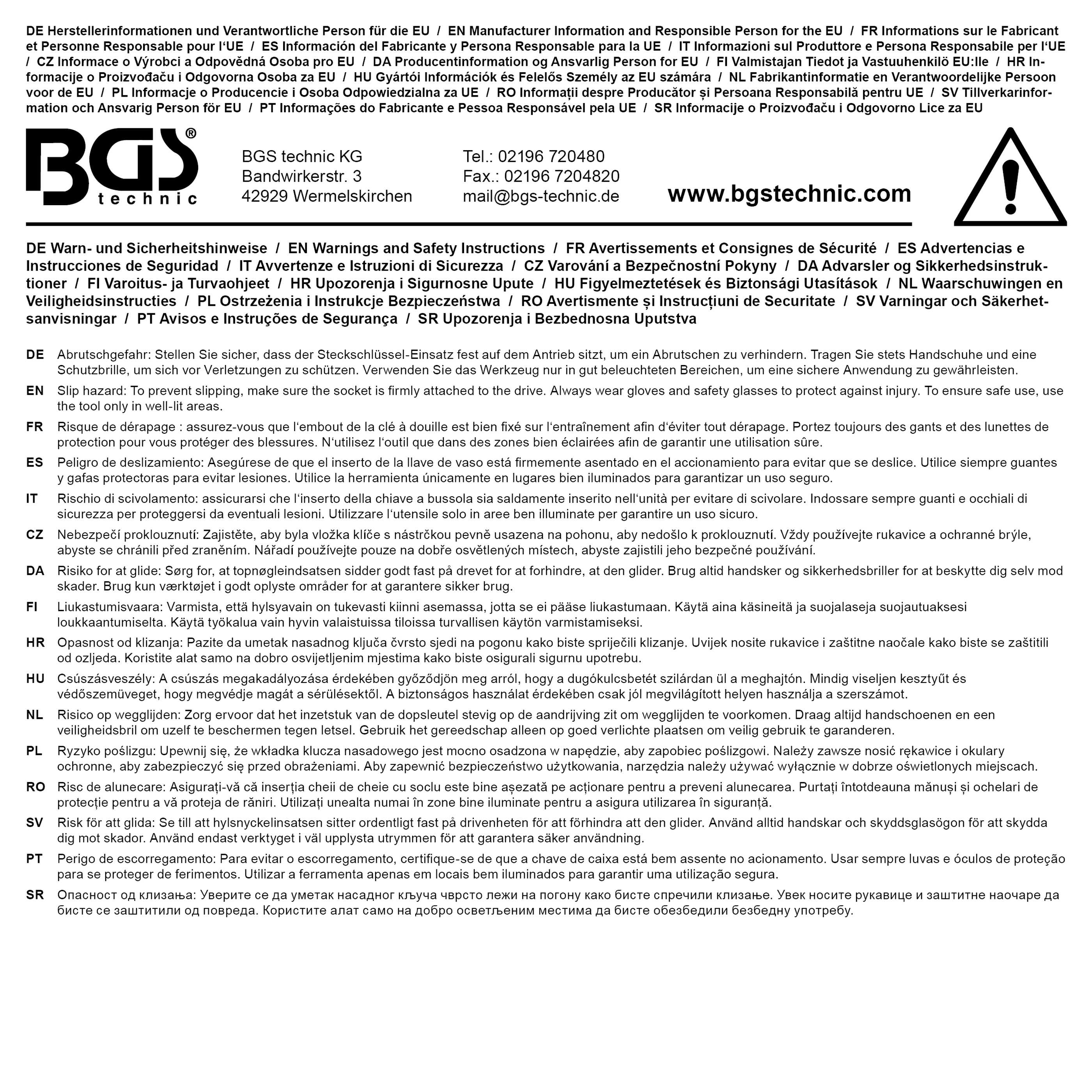 BGS Steckschlüssel-Einsatz Gear Lock, tief | Antrieb Innenvierkant 12,5 mm (1/2") | SW 14 mm