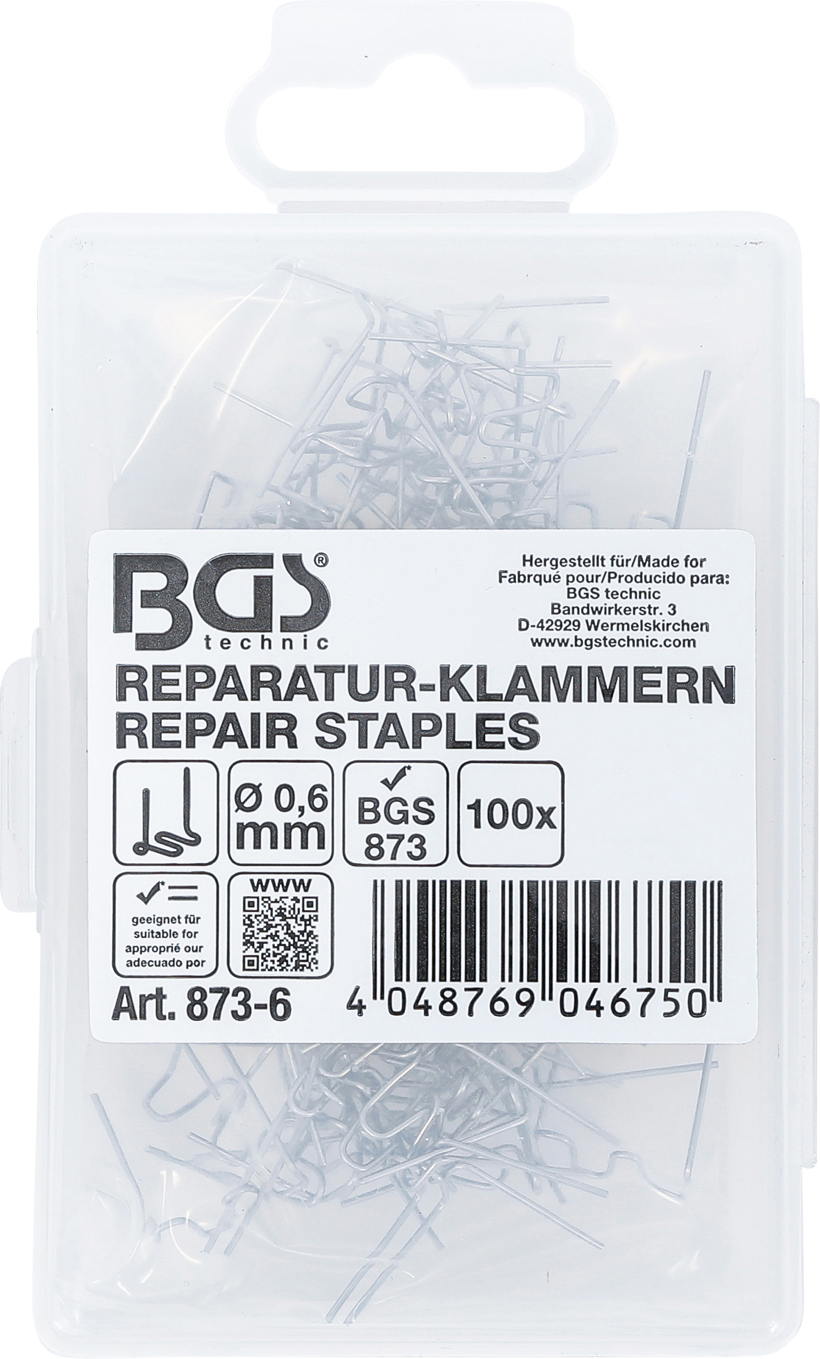 BGS Reparatur-Klammern | W-Form | Ø 0,6 mm | 100-tlg.