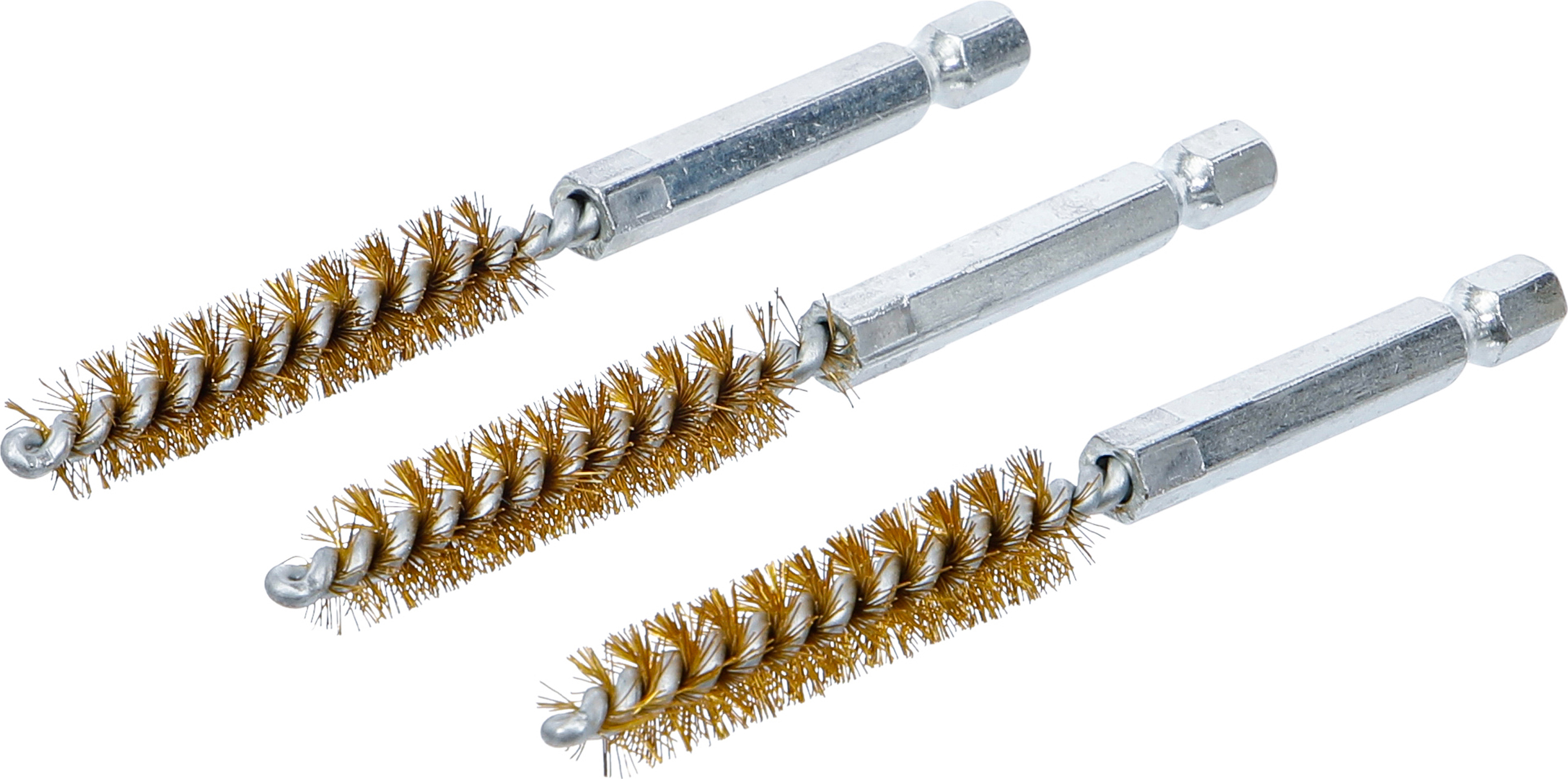 BGS Messingbürste | 10 mm | Antrieb Außensechskant 6,3 mm (1/4") | 3-tlg.
