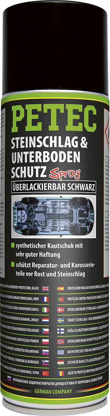 Petec Steinschlagschutz und Unterbodenschutz Spray überlackierbar Schwarz 500 ml