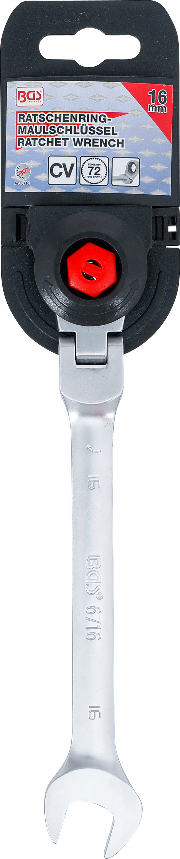 BGS Ratschenring-Maulschlüssel | abwinkelbar | SW 16 mm
