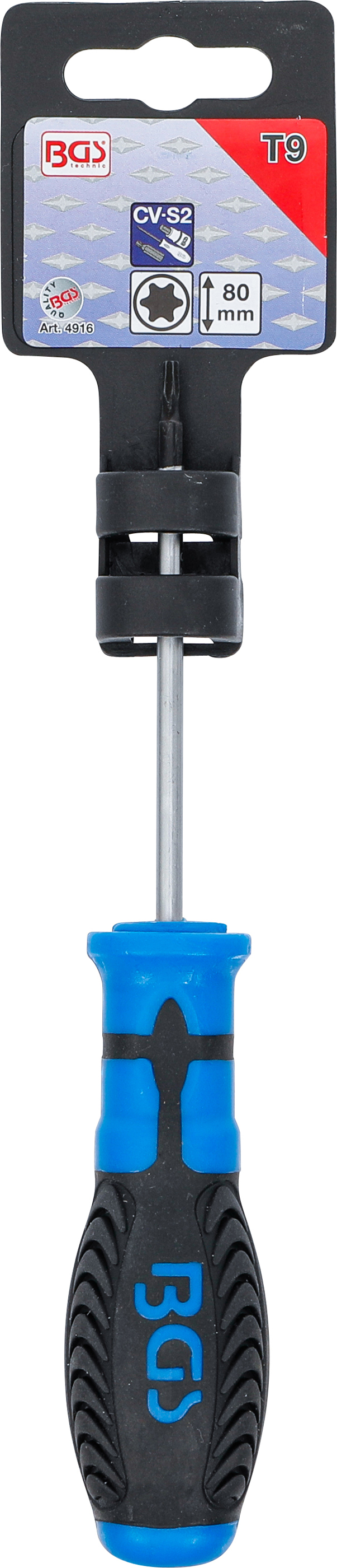 BGS Schraubendreher | T-Profil (für Torx) T9 | Klingenlänge 80 mm