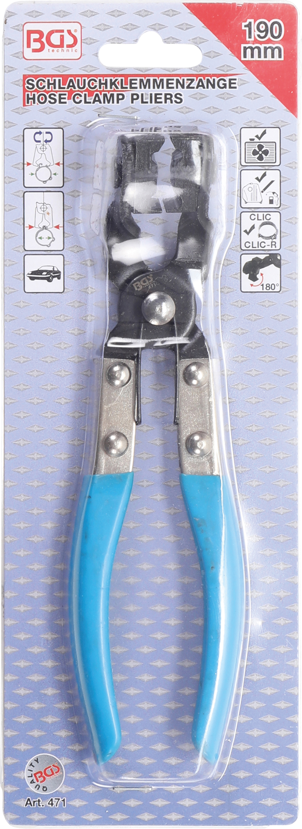 BGS Schlauchklemmenzange | für CLIC- und CLIC-R Schlauchschellen | 190 mm