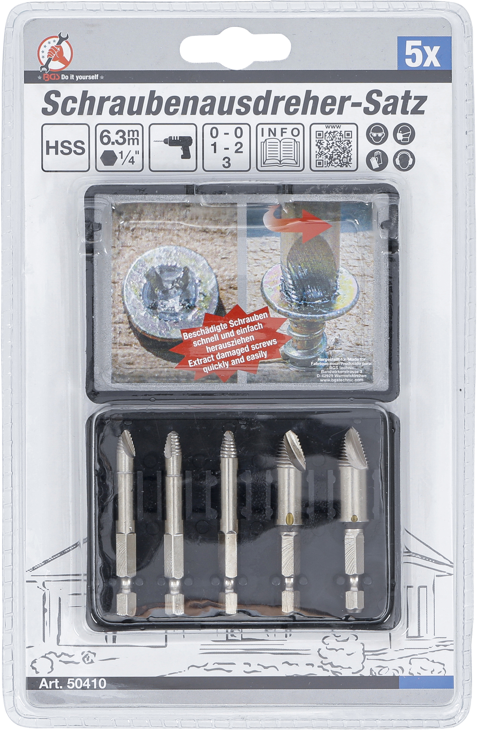 BGS Schraubenausdreher-Satz | #0 - #3 | 5-tlg.