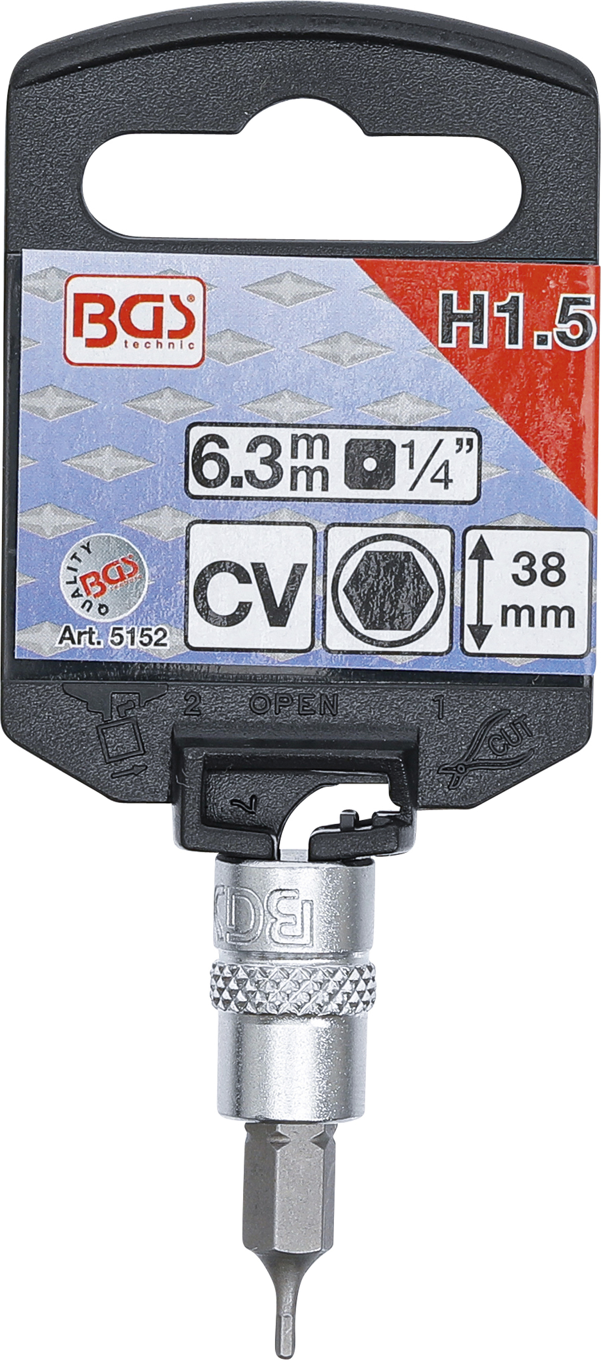 BGS Bit-Einsatz | Antrieb Innenvierkant 6,3 mm (1/4") | Innensechskant 1,5 mm