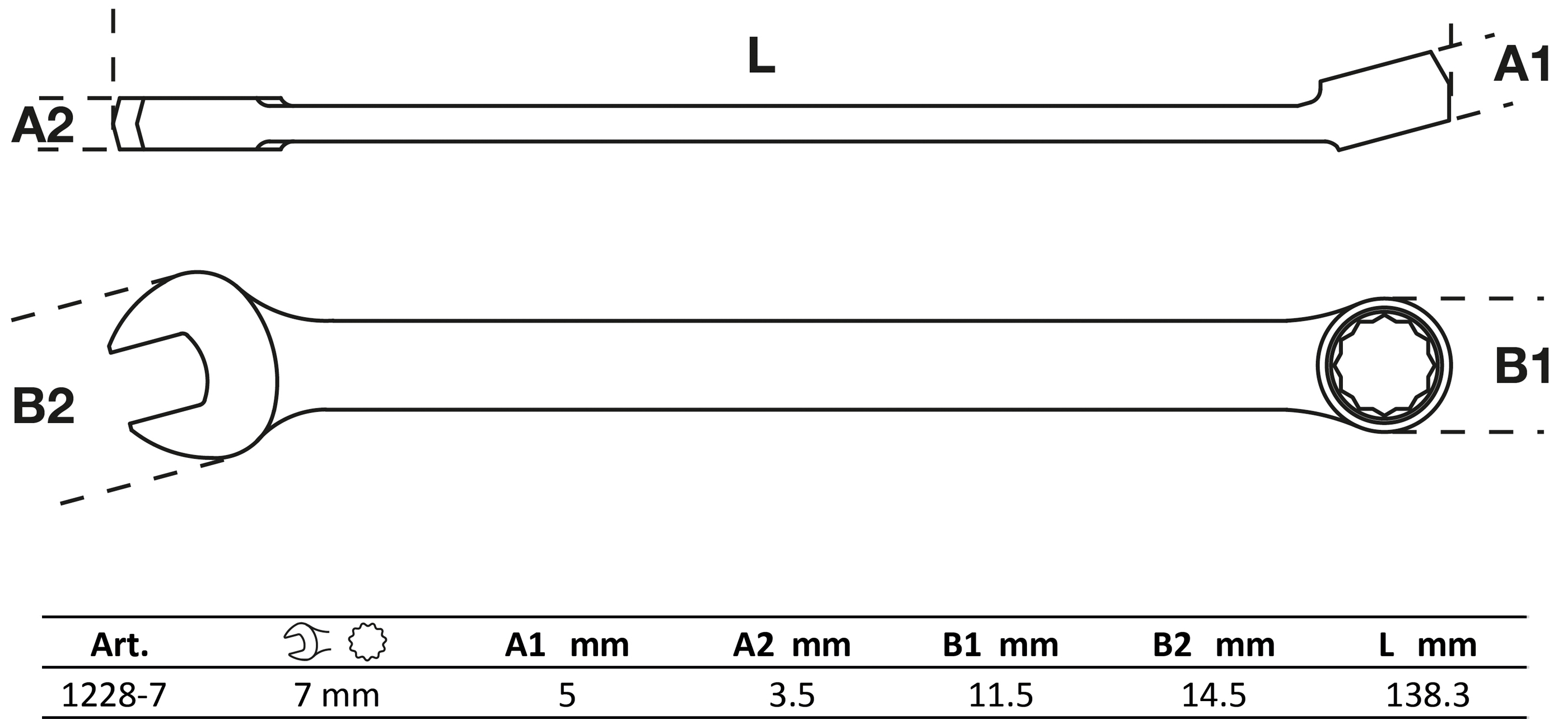 BGS Maul-Ringschlüssel | extra lang | SW 7 mm