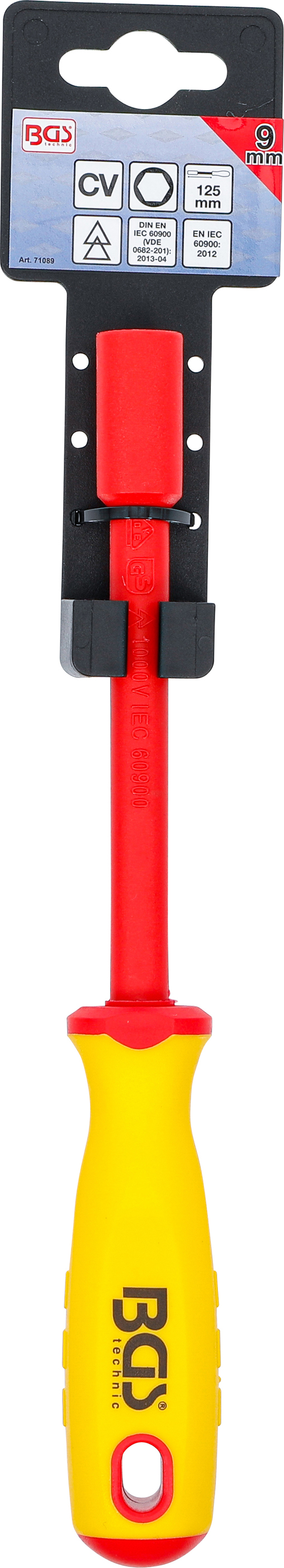 BGS VDE-Steckschlüssel-Schraubendreher | Sechskant | SW 9 mm | Klingenlänge 125 mm