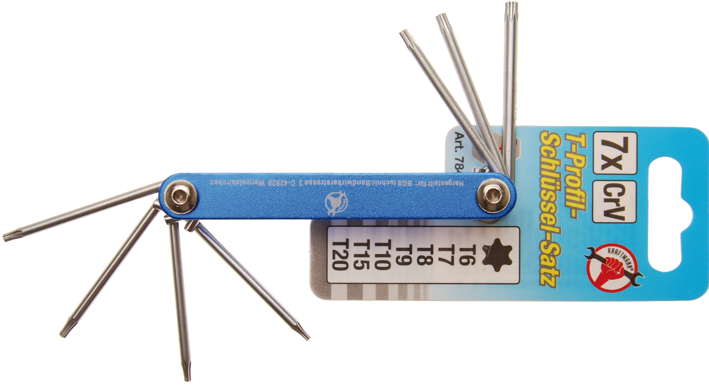 BGS Klappschlüssel | T-Profil (für Torx) T6 - T20 | 7-tlg.