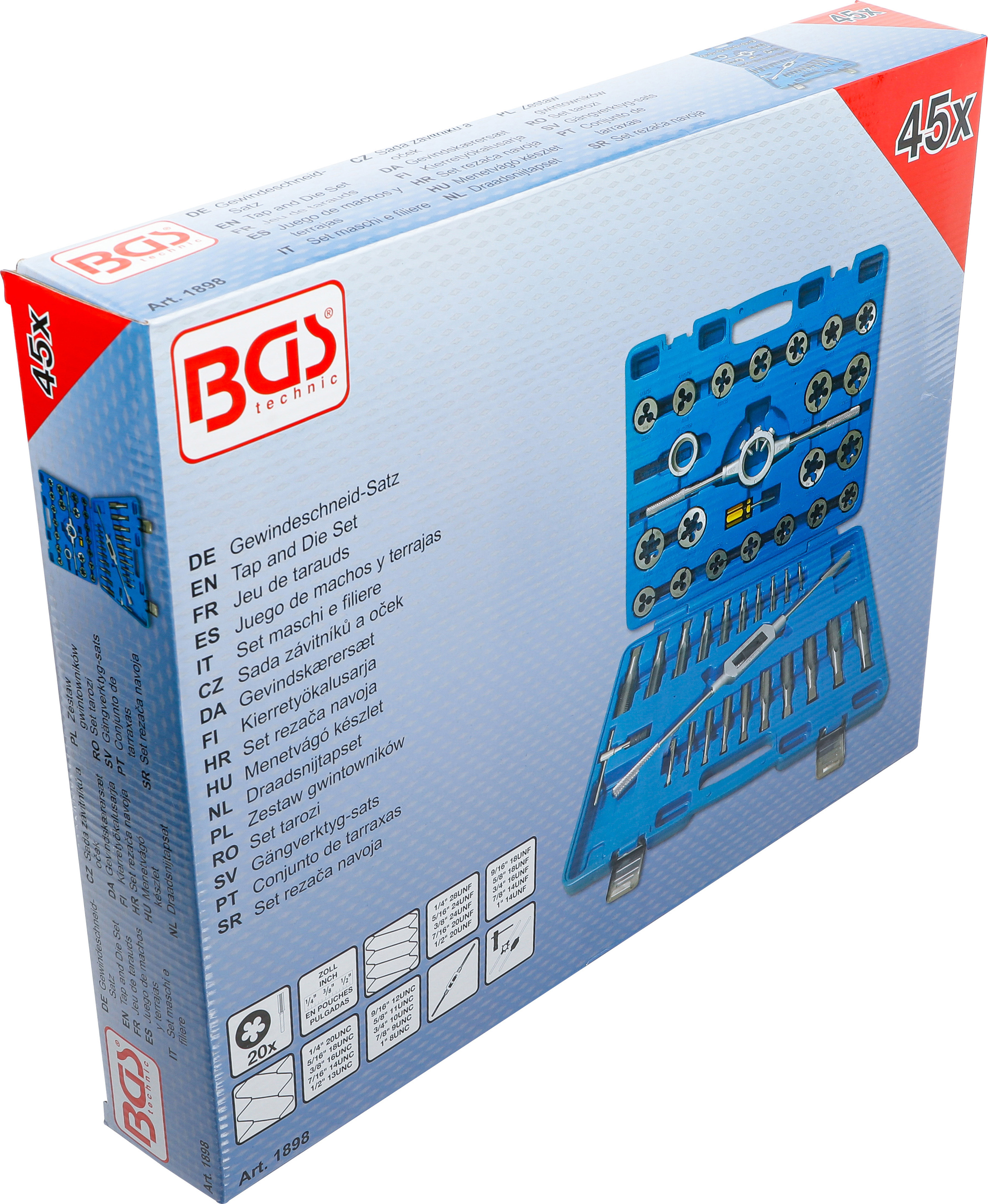 BGS Gewindeschneid-Satz | Zoll | 1/4" - 1" | 45-tlg.