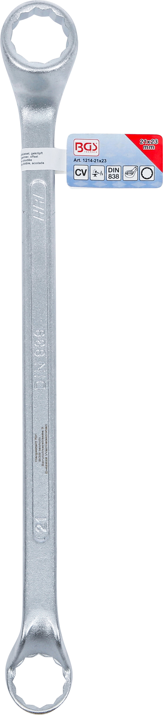 BGS Doppel-Ringschlüssel, gekröpft | SW 21 x 23 mm