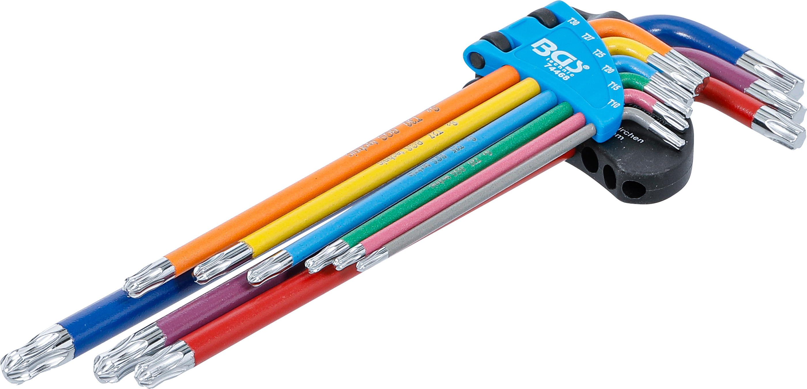 BGS Winkelschlüssel-Satz | Multicolour | extra lang | T-Profil (für Torx) mit Kugelkopf T10 - T50 | 9-tlg.
