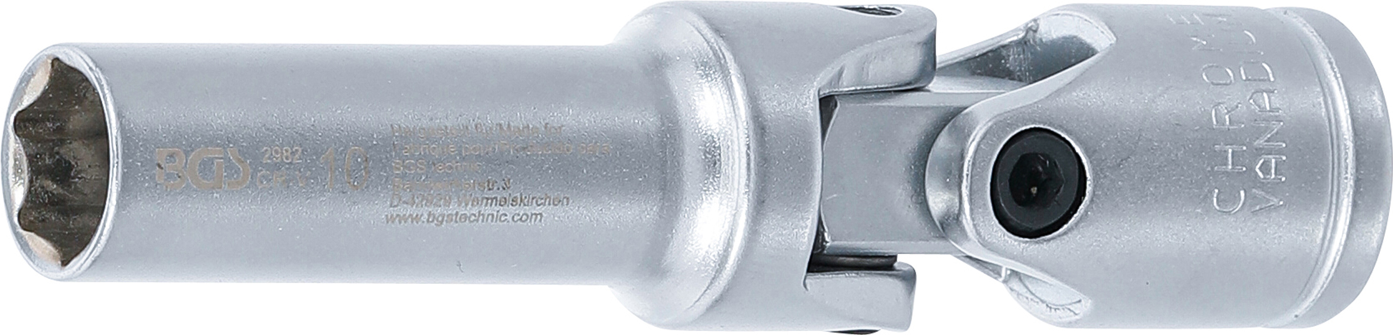 BGS Glühkerzen-Gelenk-Einsatz Sechskant | Antrieb Innenvierkant 10 mm (3/8") | SW 10 mm