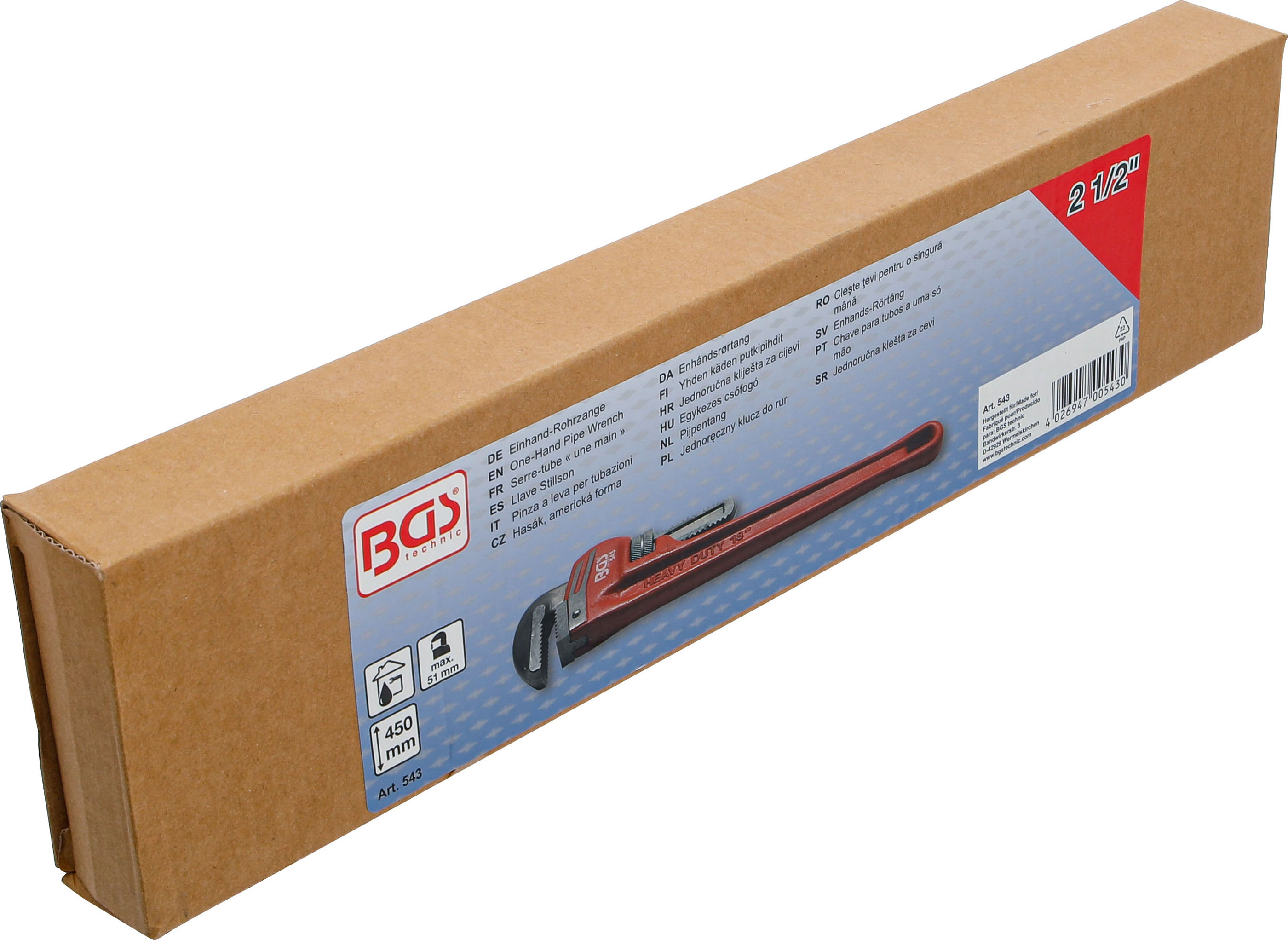 BGS Einhand-Rohrzange | 450 mm | 25 - 51 mm