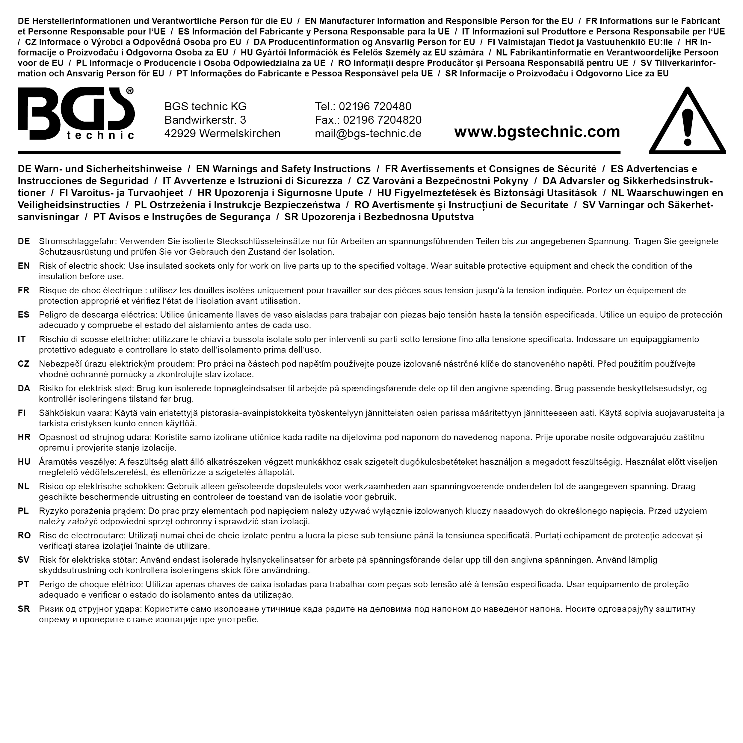 BGS VDE-Steckschlüssel-Einsatz Sechskant | Antrieb Innenvierkant 12,5 mm (1/2") | SW 10 mm