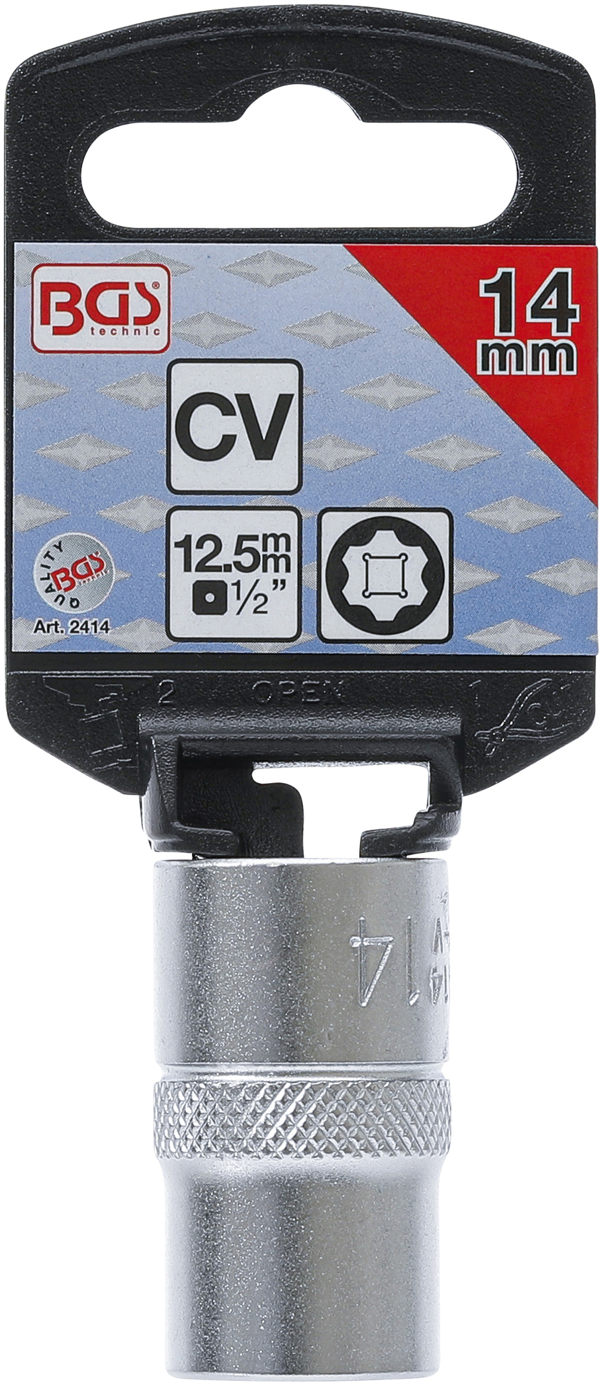 BGS Steckschlüssel-Einsatz Super Lock | Antrieb Innenvierkant 12,5 mm (1/2") | SW 14 mm