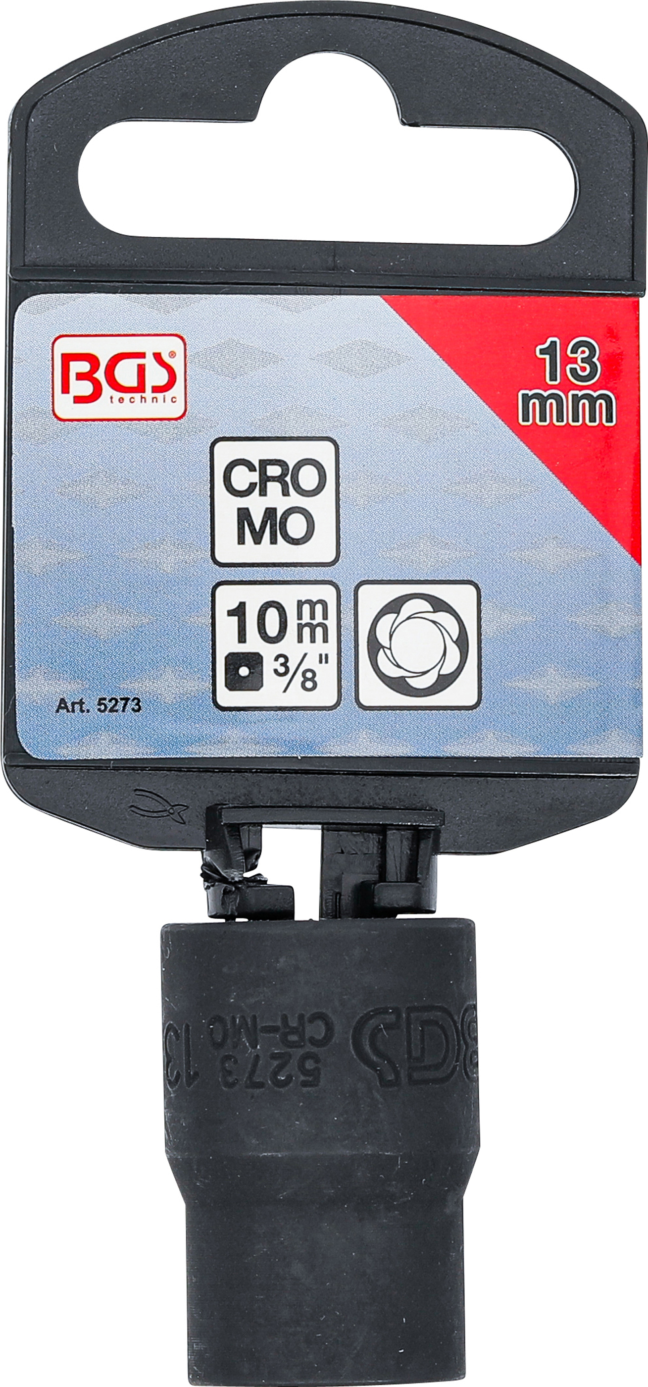 BGS Spiral-Profil-Steckschlüssel-Einsatz / Schraubenausdreher | Antrieb Innenvierkant 10 mm (3/8") | SW 13 mm