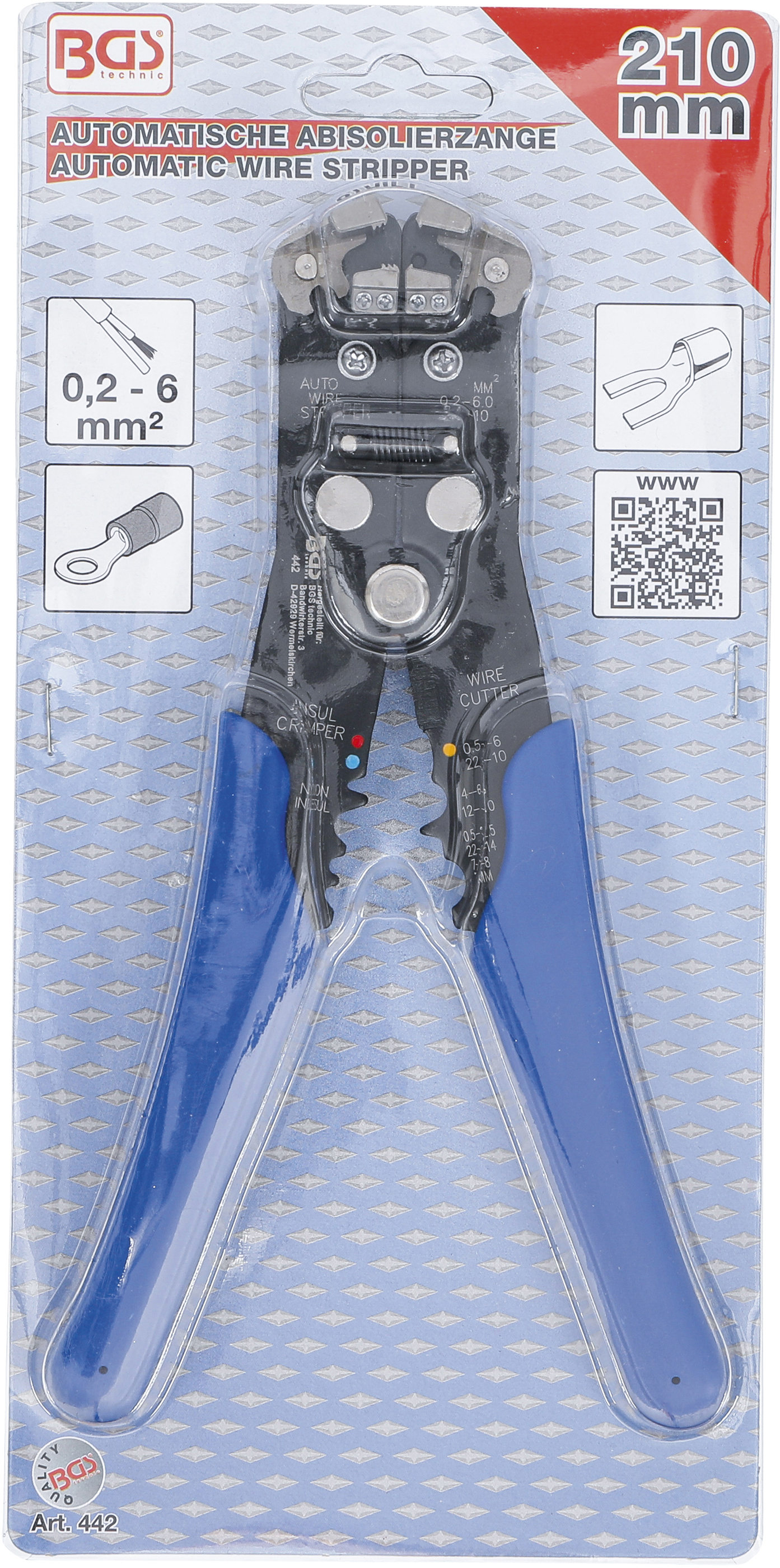 BGS Automatische Abisolierzange | für Draht-Ø 0,13 - 6 mm² | 210 mm