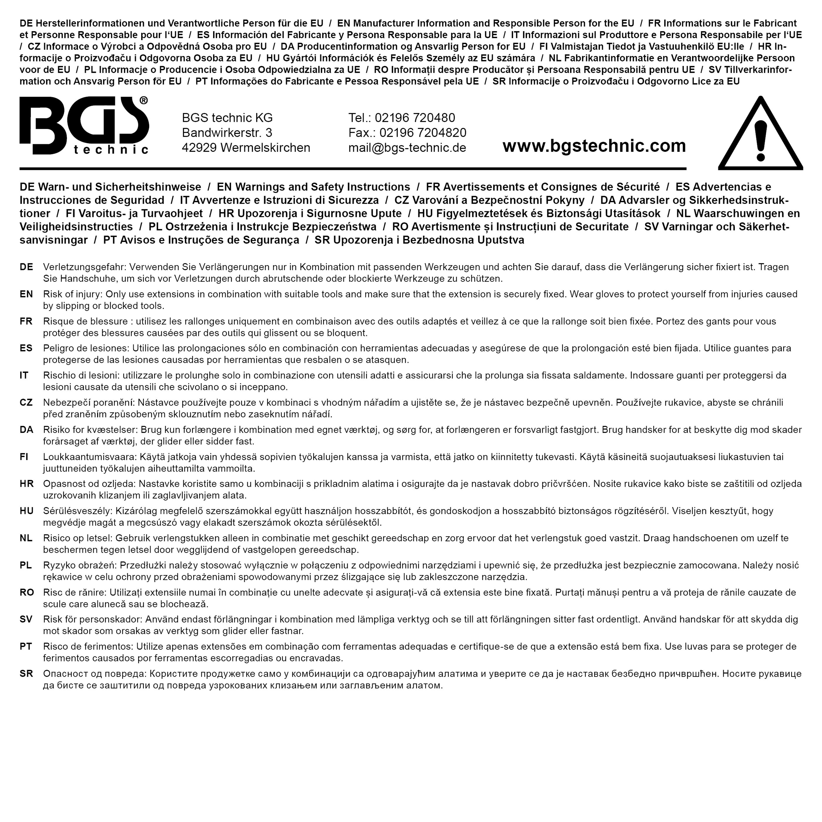 BGS Kipp-Verlängerung | 10 mm (3/8") | 75 mm