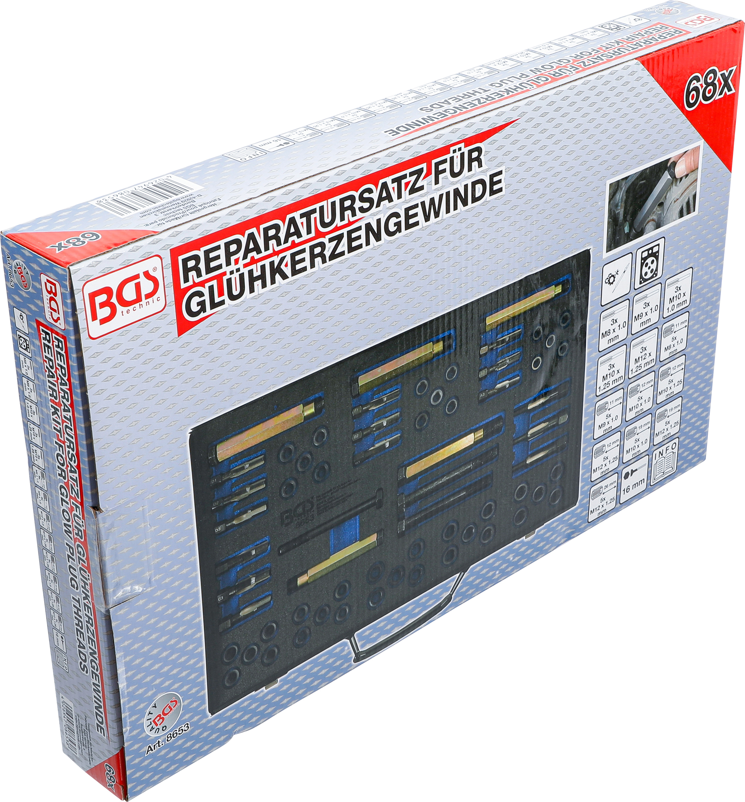 BGS Reparatursatz für Glühkerzengewinde | M8 - M9 - M10 - M12